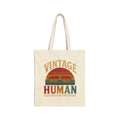 Vintage Human Canvas Tote Bag — Retro Sunglasses Sunburst Market Bag