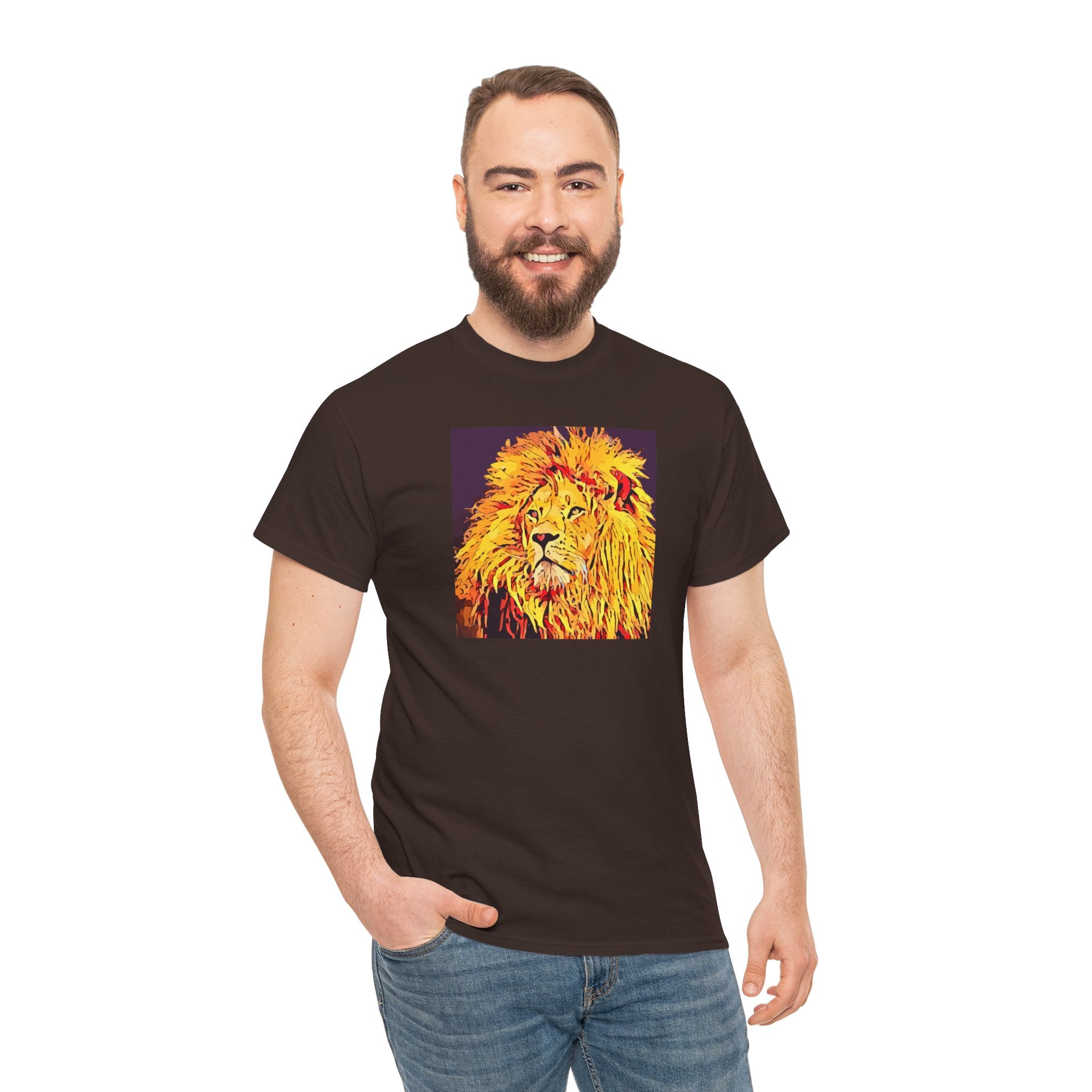 Lion Portrait T-Shirt — Vibrant Pop Art Lion Graphic Tee