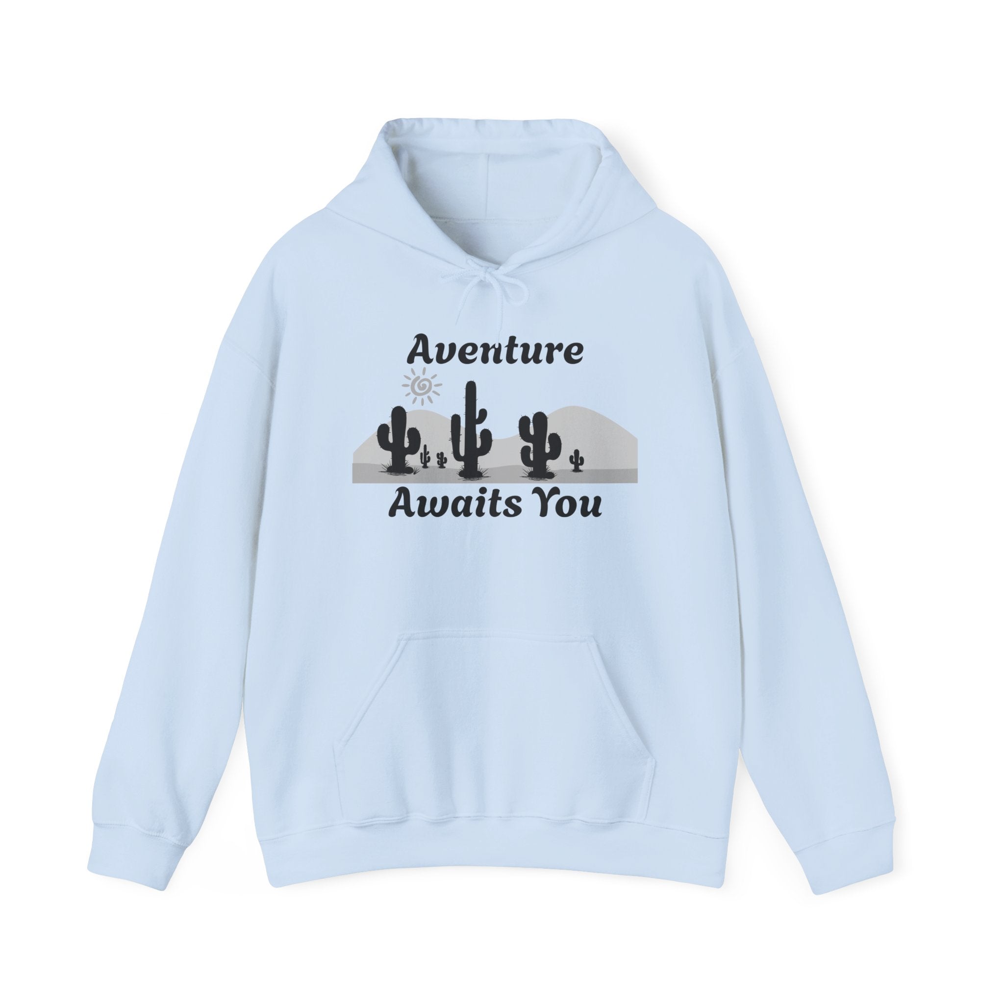 Adventure Awaits You Hoodie — Desert Cactus Graphic Pullover