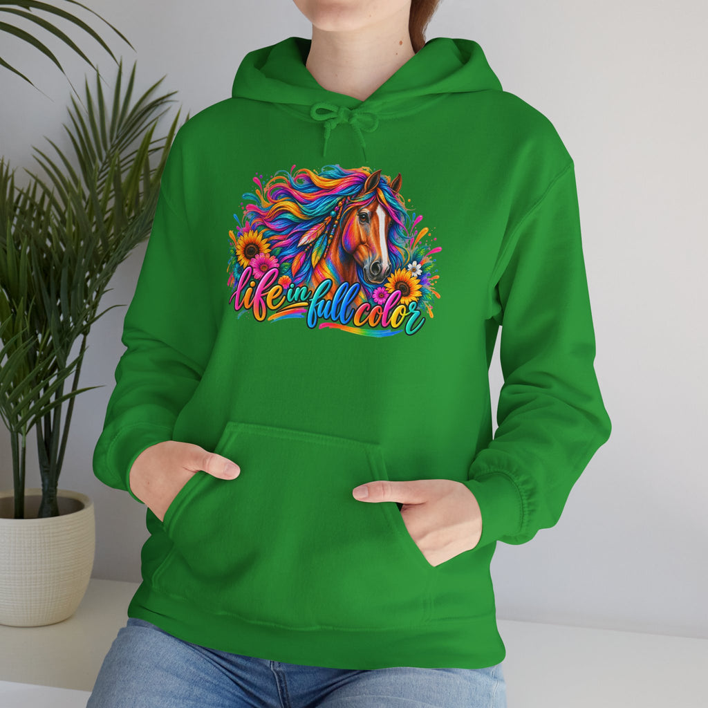 Colorful Horse Hoodie - "Wonderful Color" Rainbow Stallion Pullover