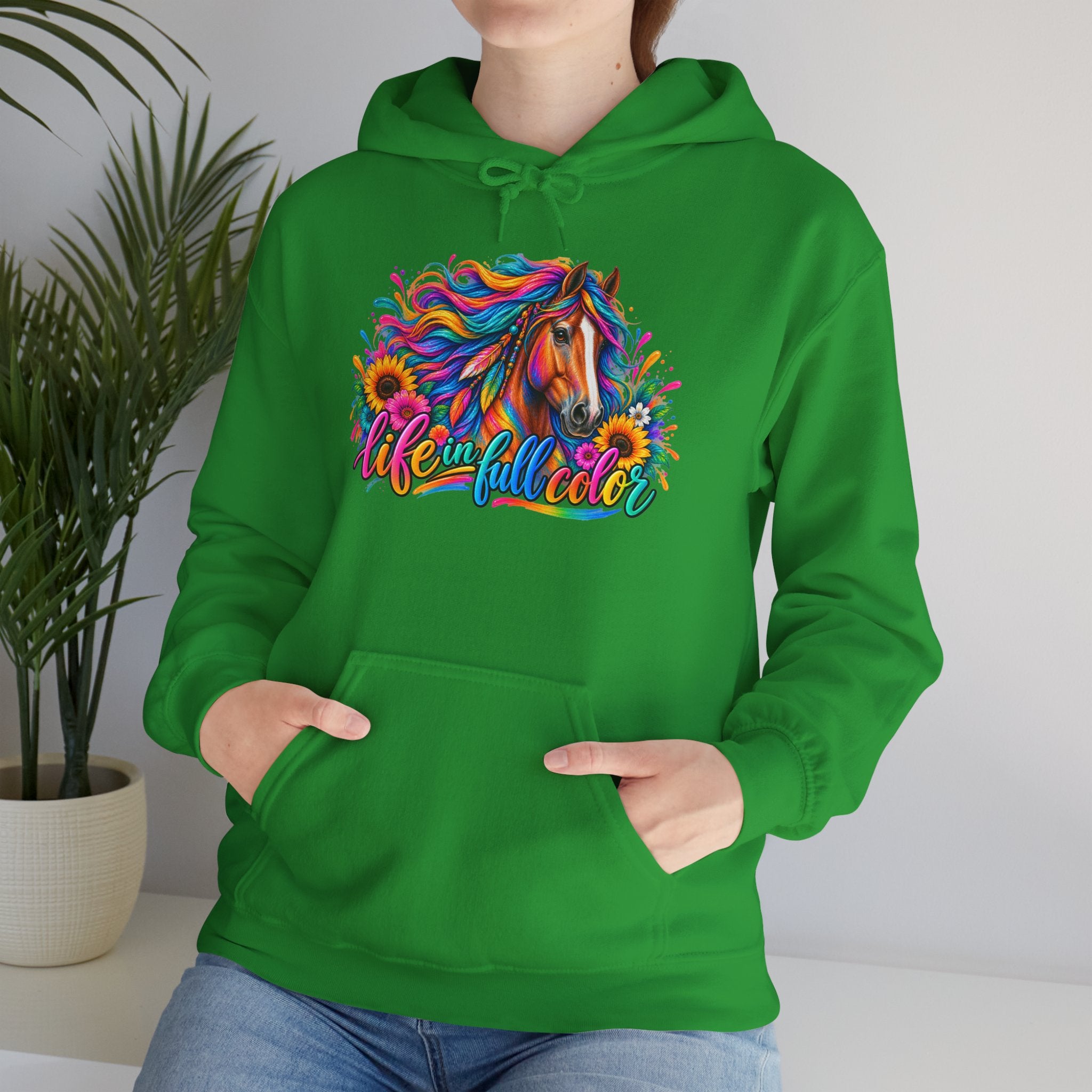 Colorful Horse Hoodie - "Wonderful Color" Rainbow Stallion Pullover