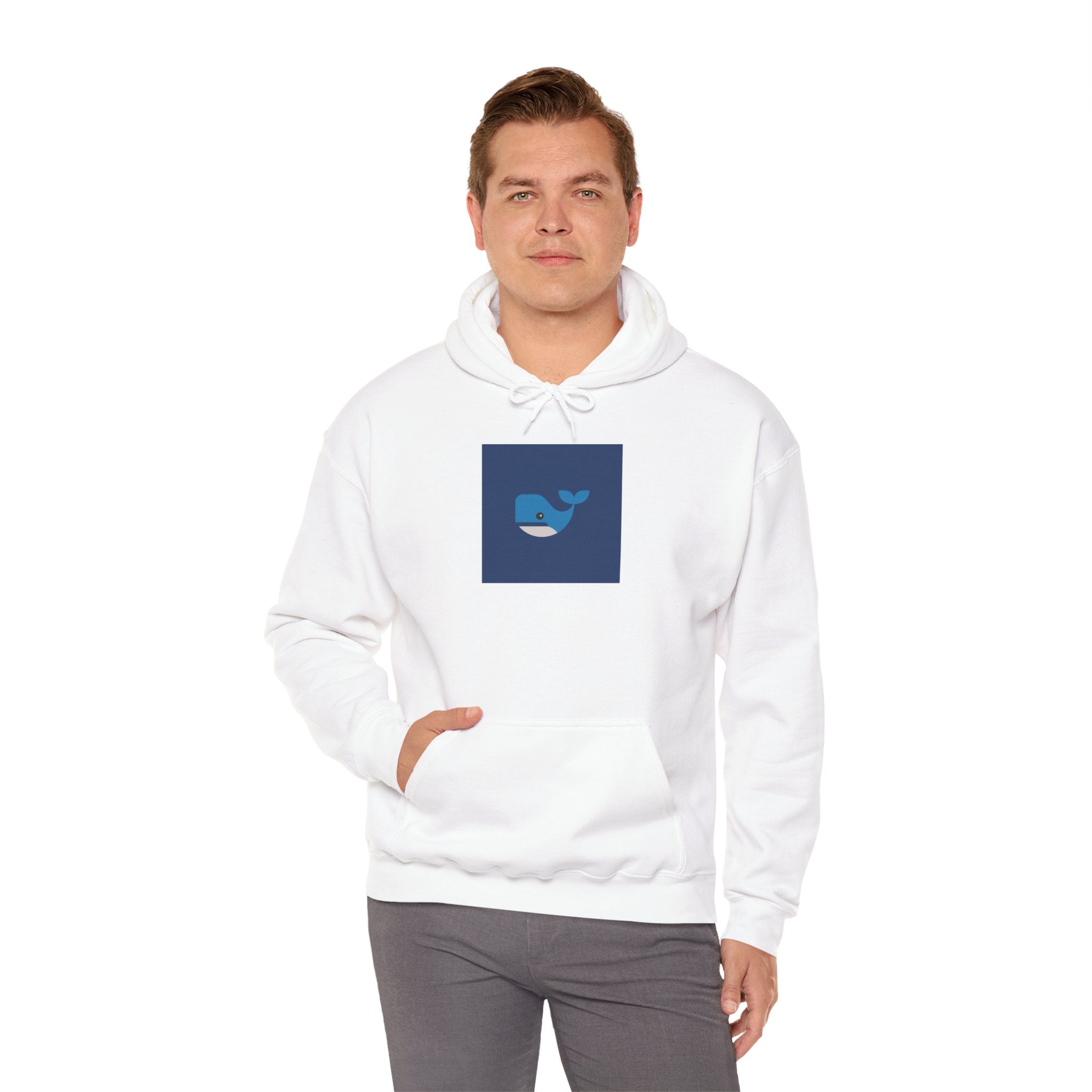 Blue Whale Graphic Hoodie — Cute Minimal Ocean Whale Pullover