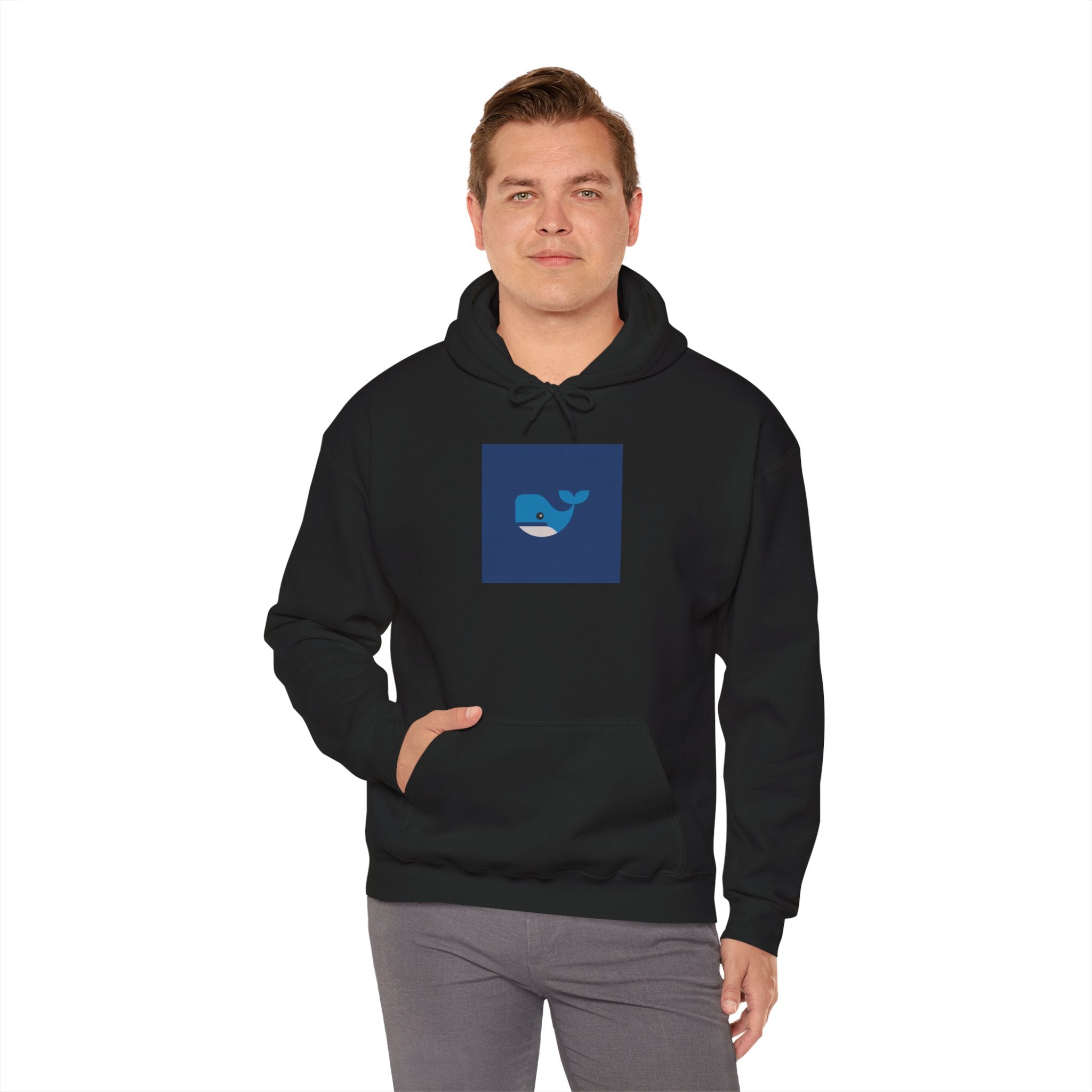 Blue Whale Graphic Hoodie — Cute Minimal Ocean Whale Pullover