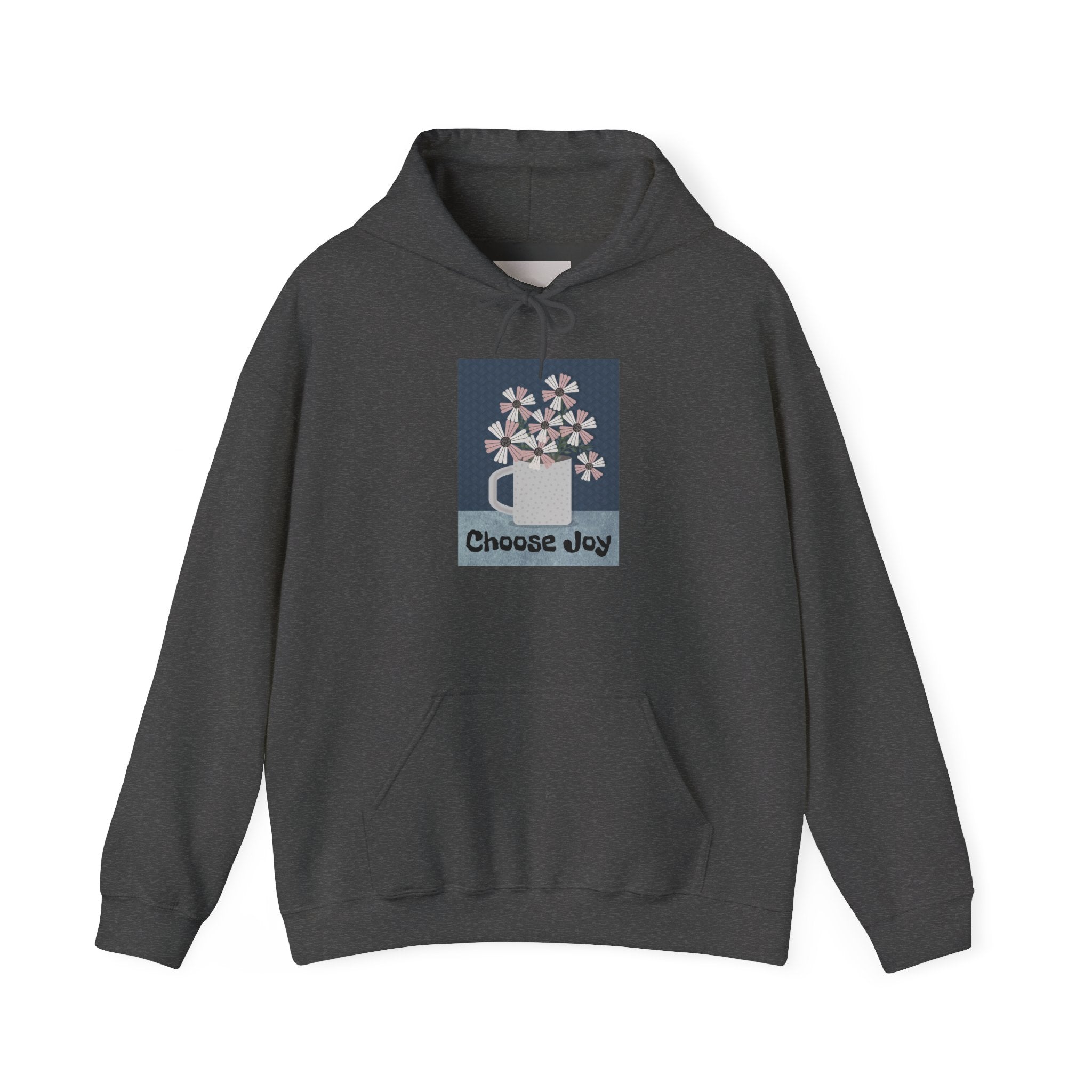 Hoodie – “Choose Joy” Floral Mug Graphic Cozy Sweatshirt