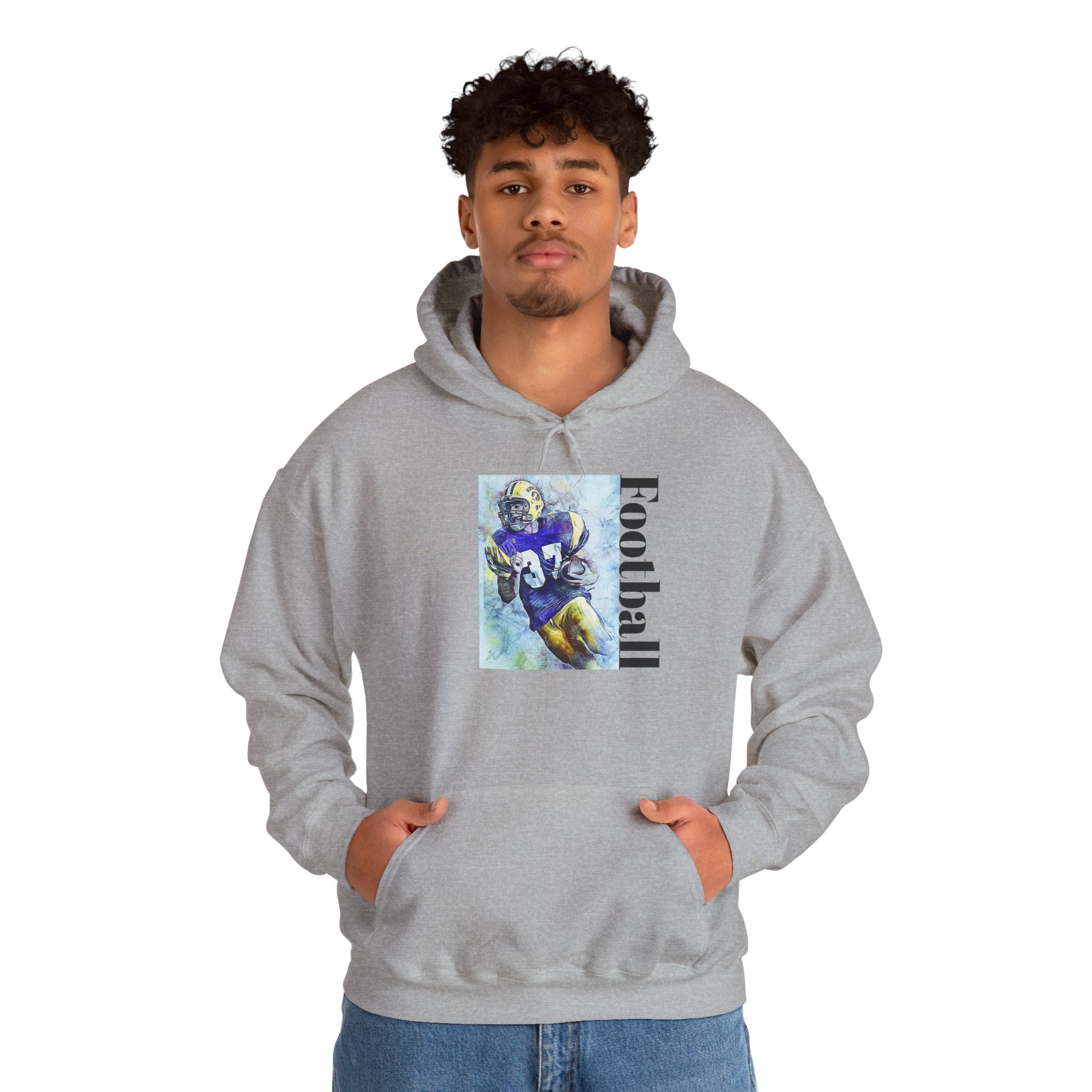 Football Player Watercolor Hoodie – Vintage Gridiron Sports Sweatshirt