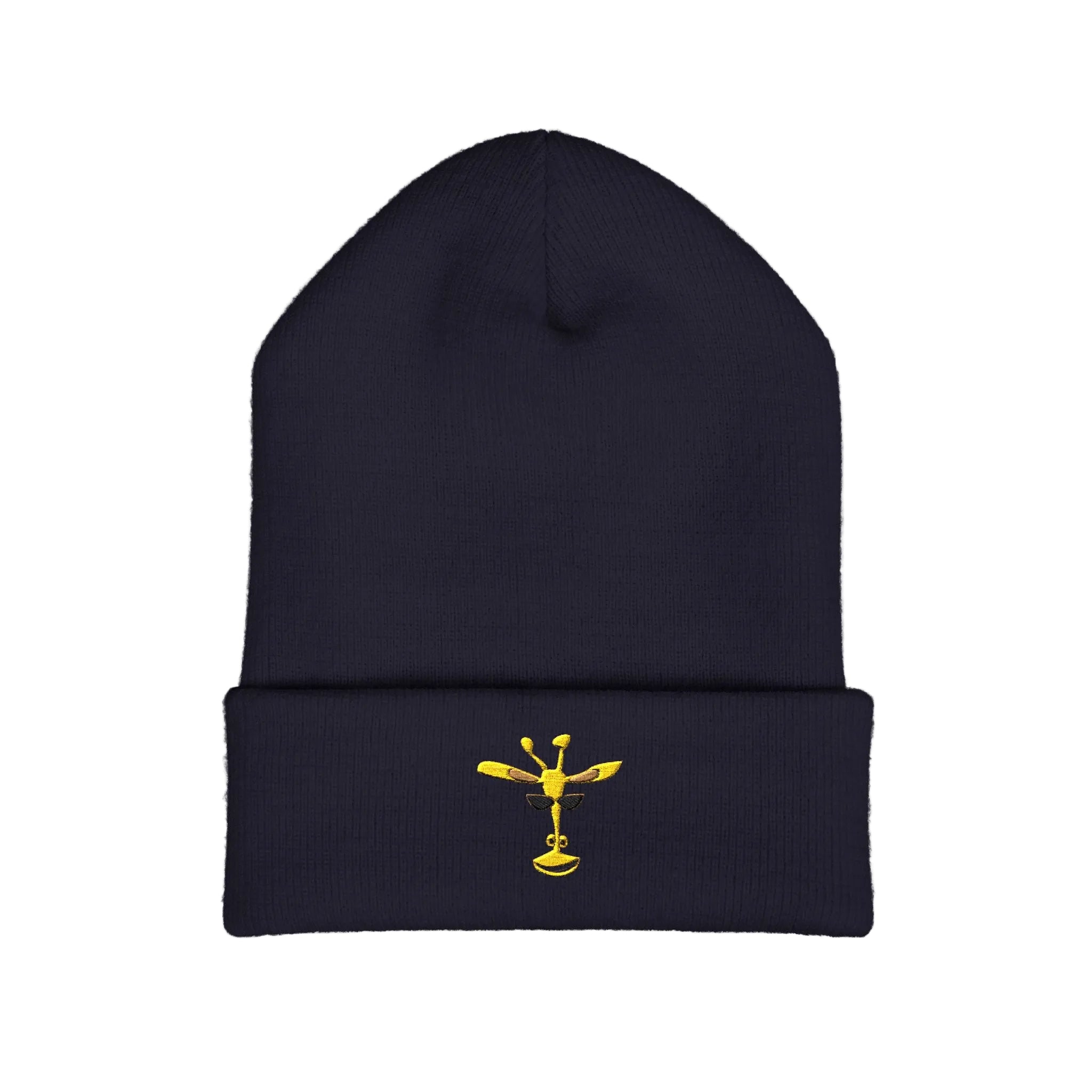 Embroidered Yellow Giraffe Cuffed Beanie
