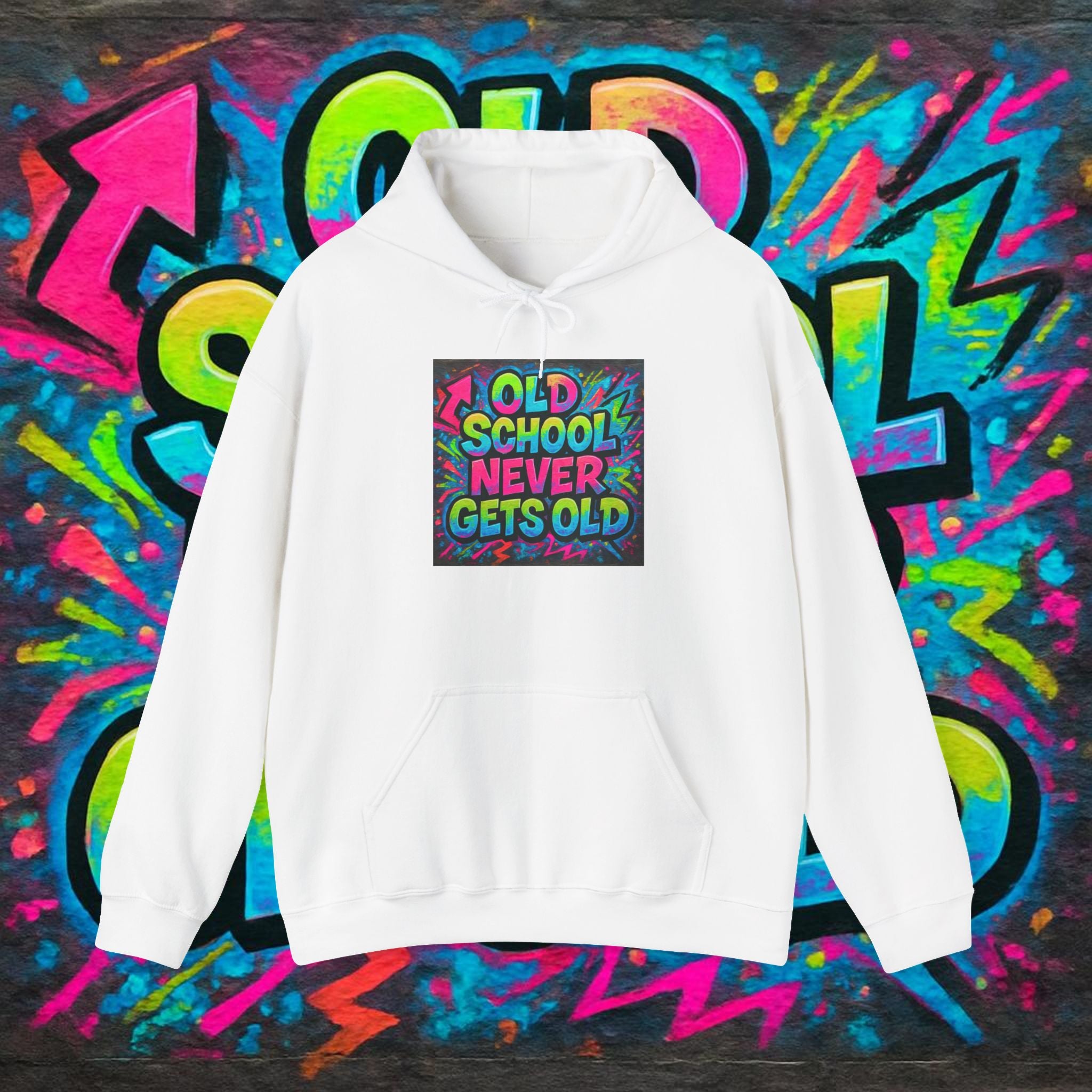 Old School Never Gets Old Hoodie - Retro Graffiti 90s Nostalgia Sweatshirt