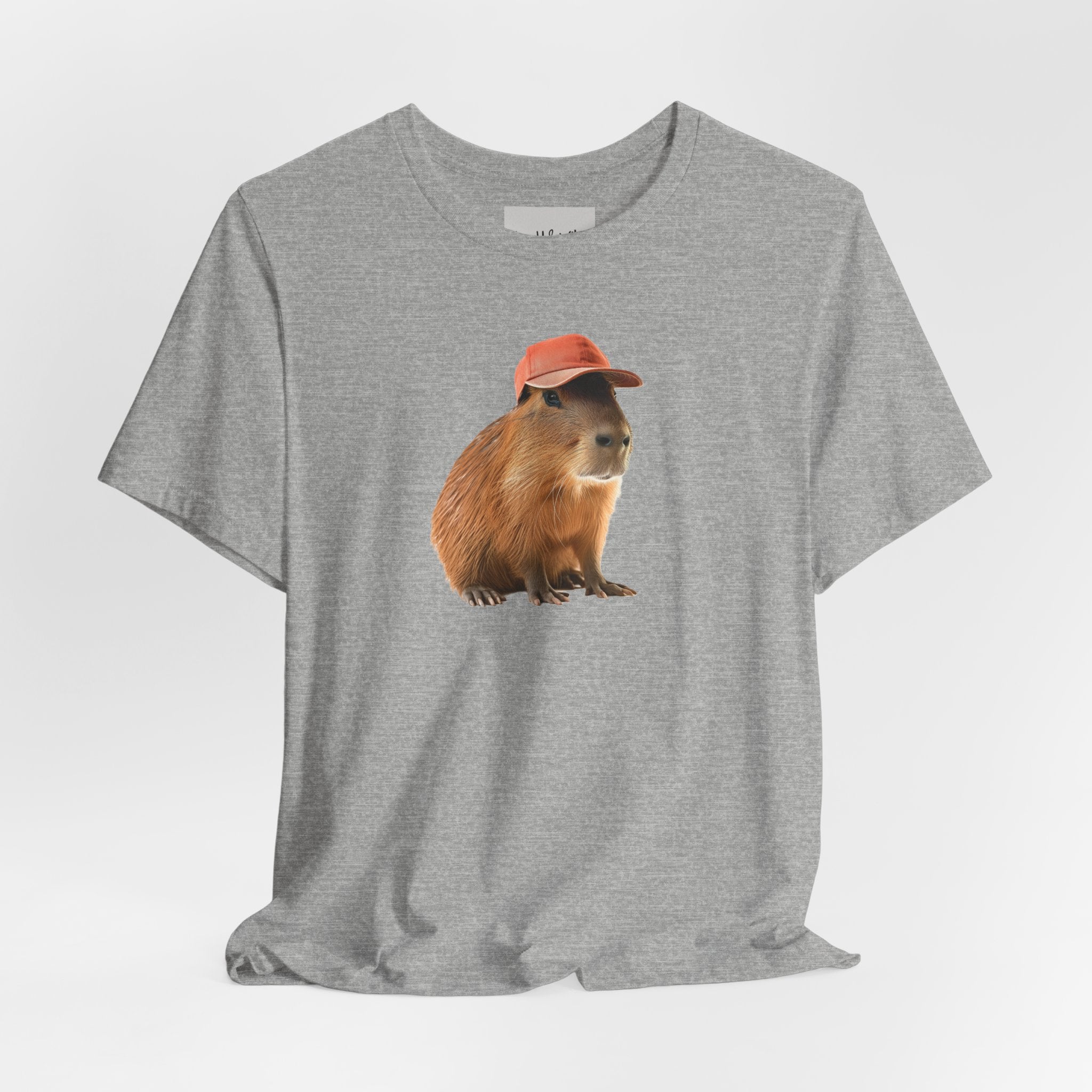 Capybara in Red Cap T-Shirt — Cute Animal Graphic Tee