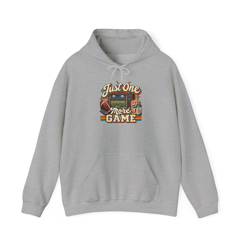 Hoodie - "Just One More Game" Football Retro Graphic Pullover