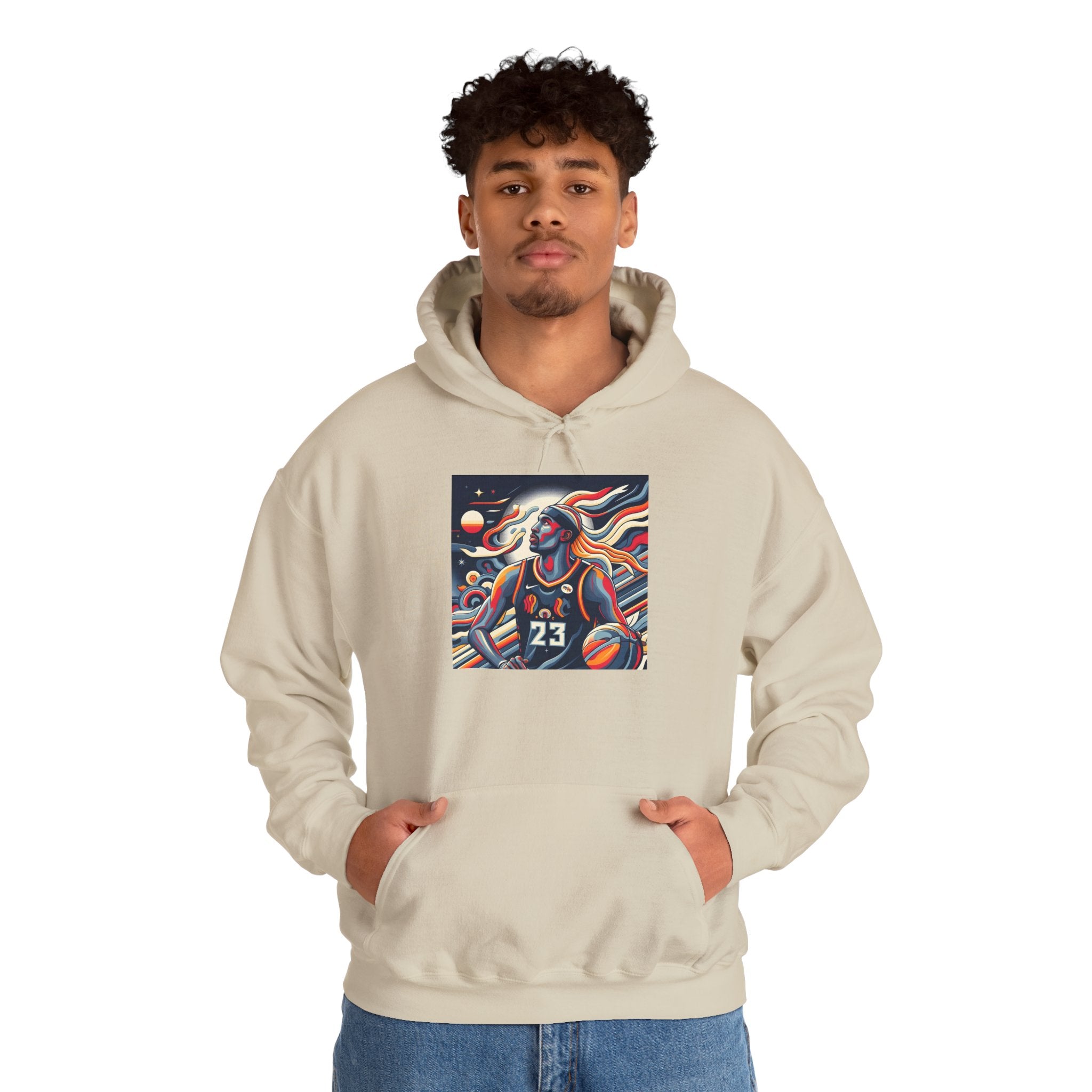 Basketball Player Art Hoodie - Retro 23 Cosmic Court Graphic Sweatshirt