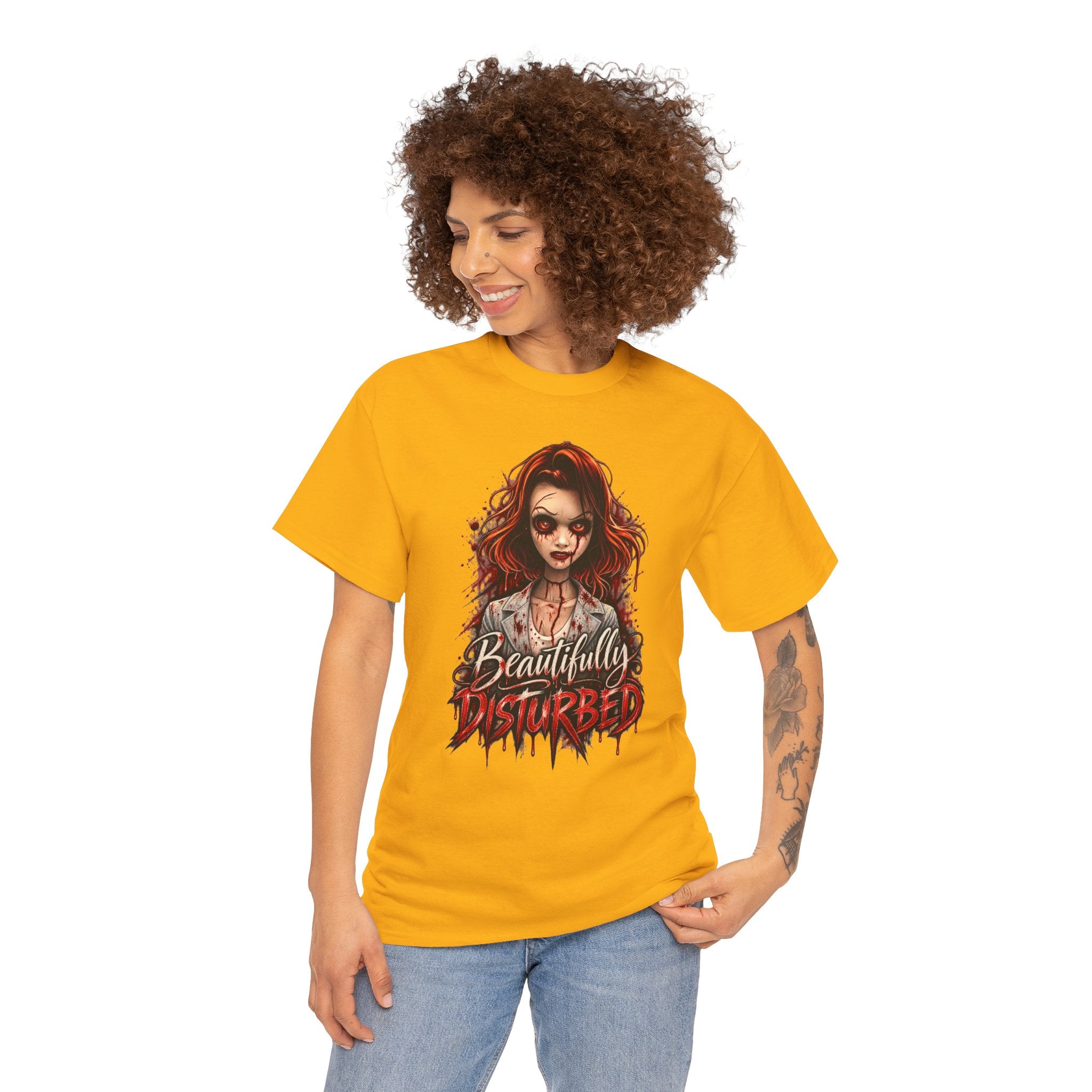T-Shirt — "Beautifully Disturbed" Gothic Doll Graphic Tee