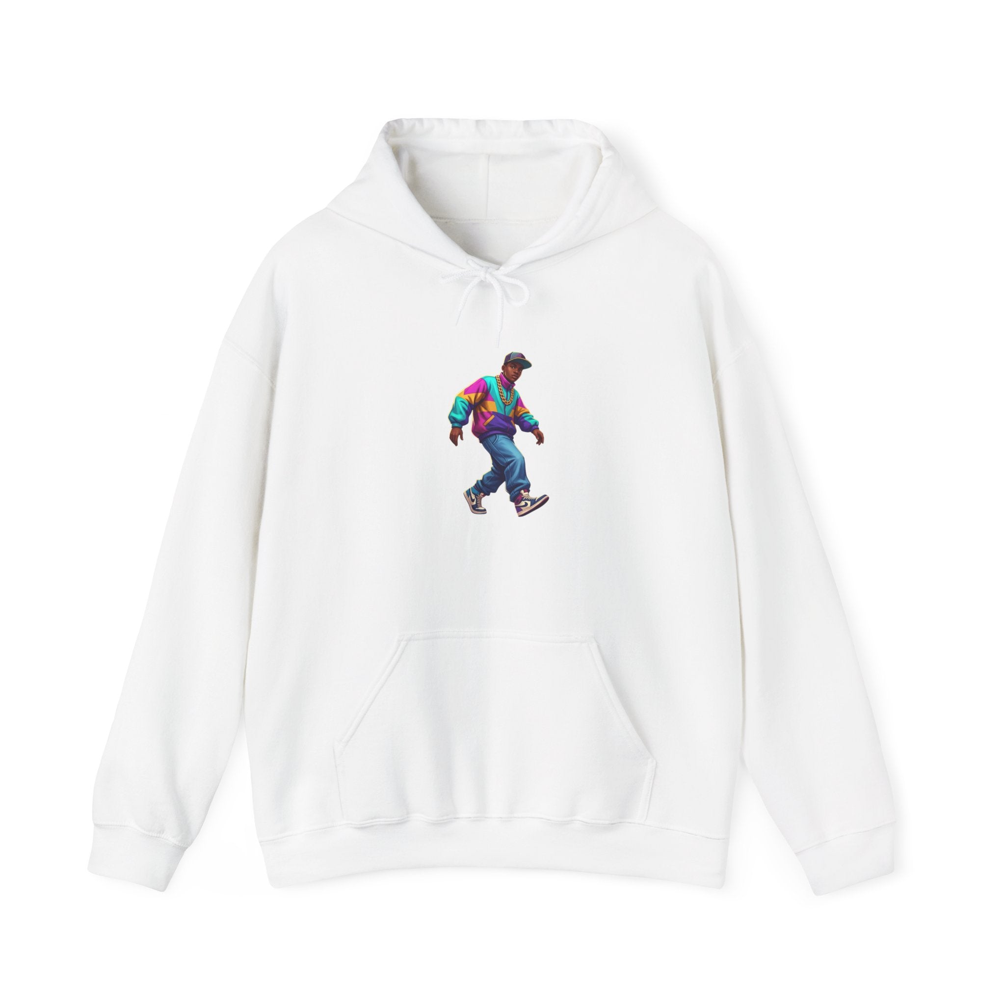 Retro Skateboarder Hoodie — Colorful 90s Skate Crew Pullover