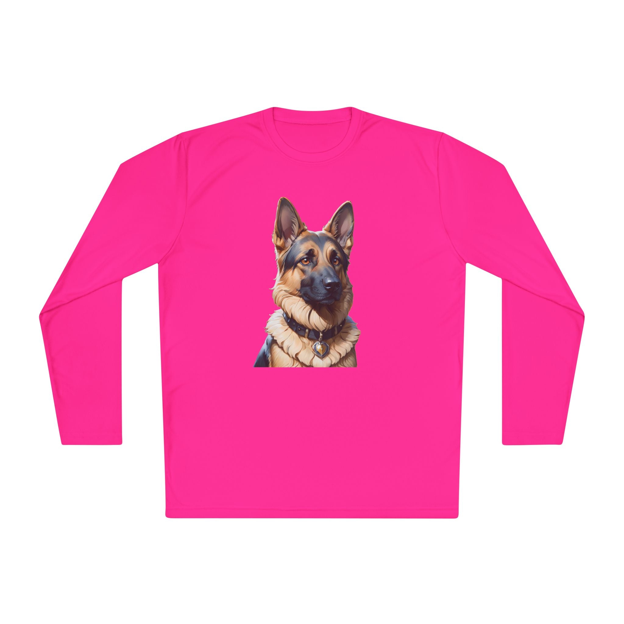 German Shepherd Portrait Long Sleeve Tee — Realistic Dog Face Shirt for Pet Lovers