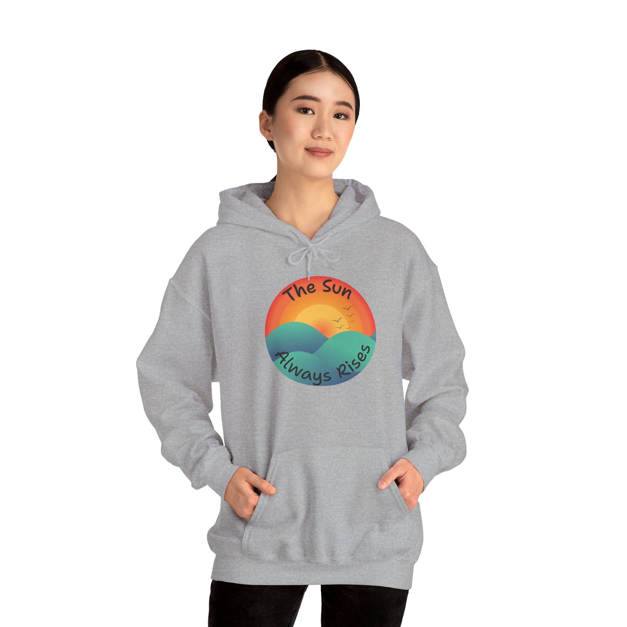 Sun Always Rises Hoodie — Retro Sunrise Graphic Sweatshirt