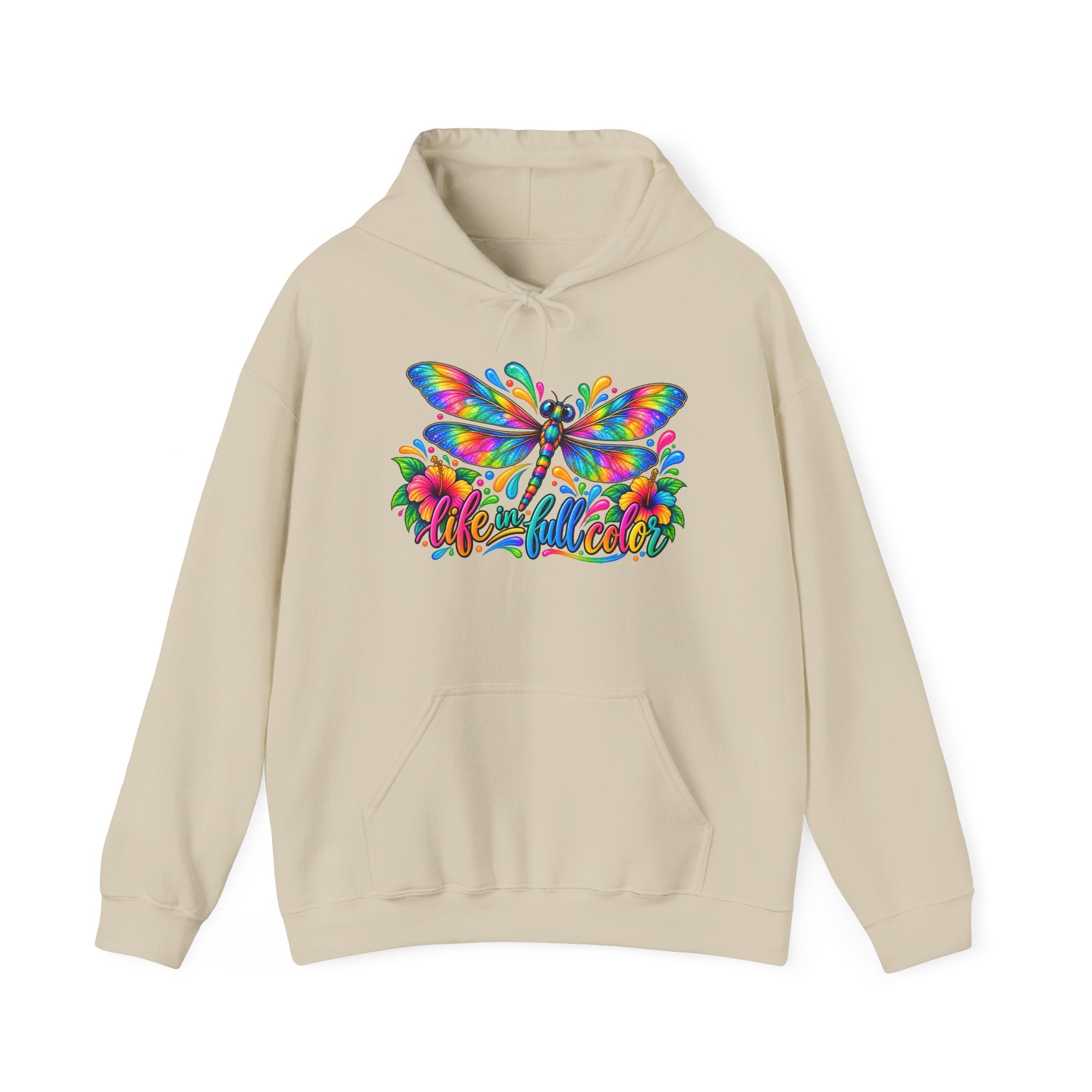 Hoodie — Colorful Rainbow Dragonfly "Colorful" Graphic Pullover