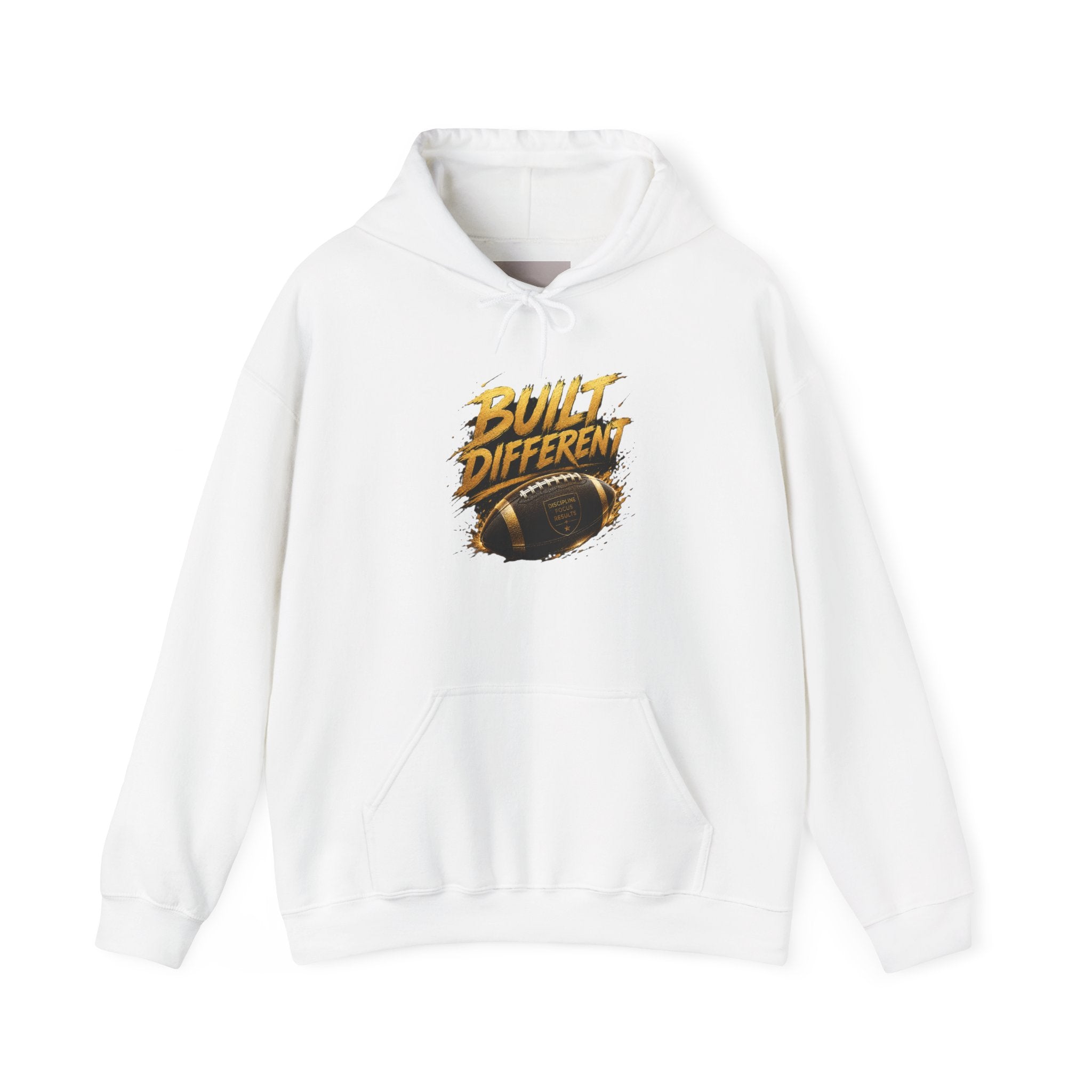 Built Different Hoodie — Bold Gold Graphic Pullover