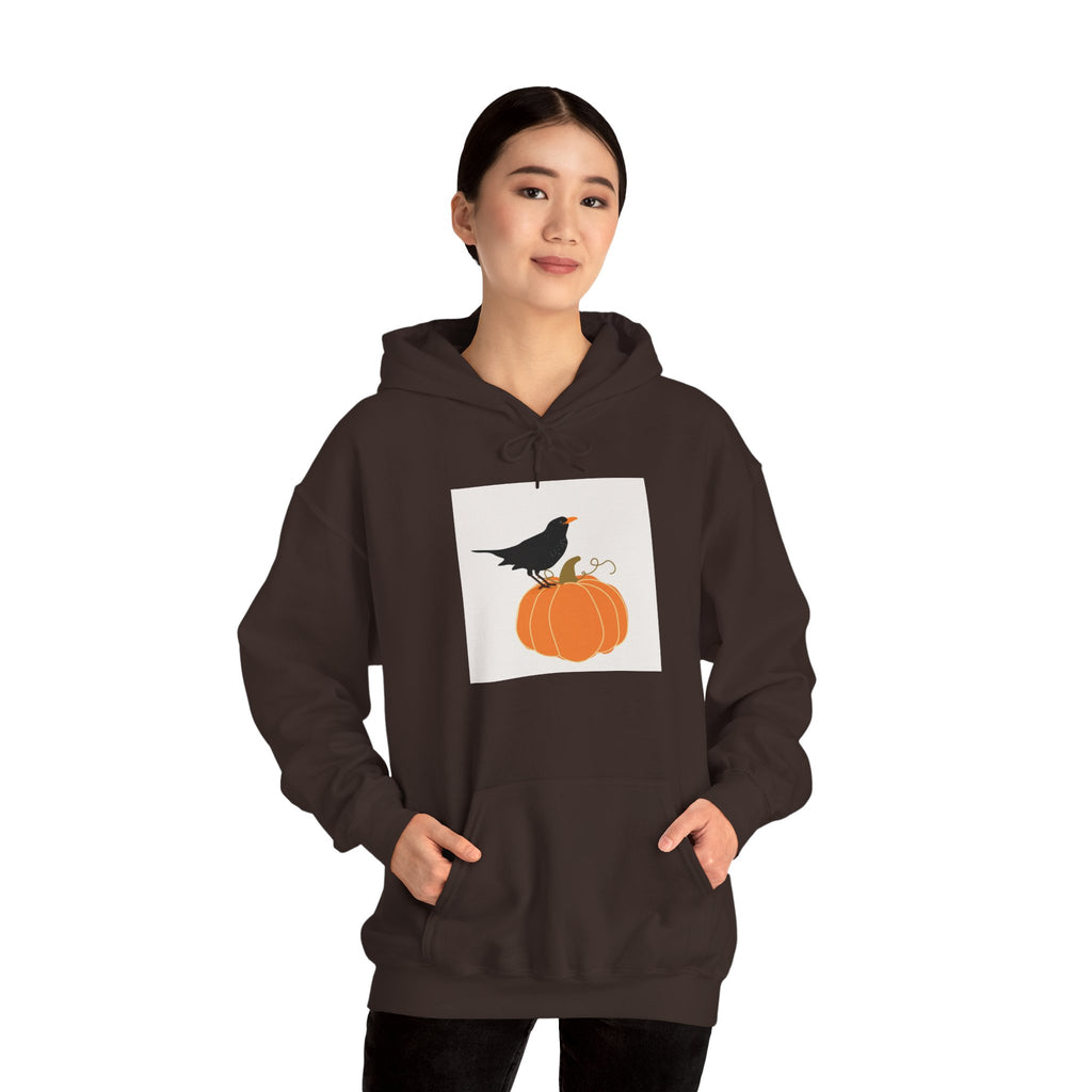 Halloween Crow on Pumpkin Hoodie