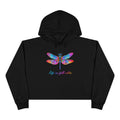 Colorful Dragonfly Crop Hoodie — "Life in Full Color" Graphic