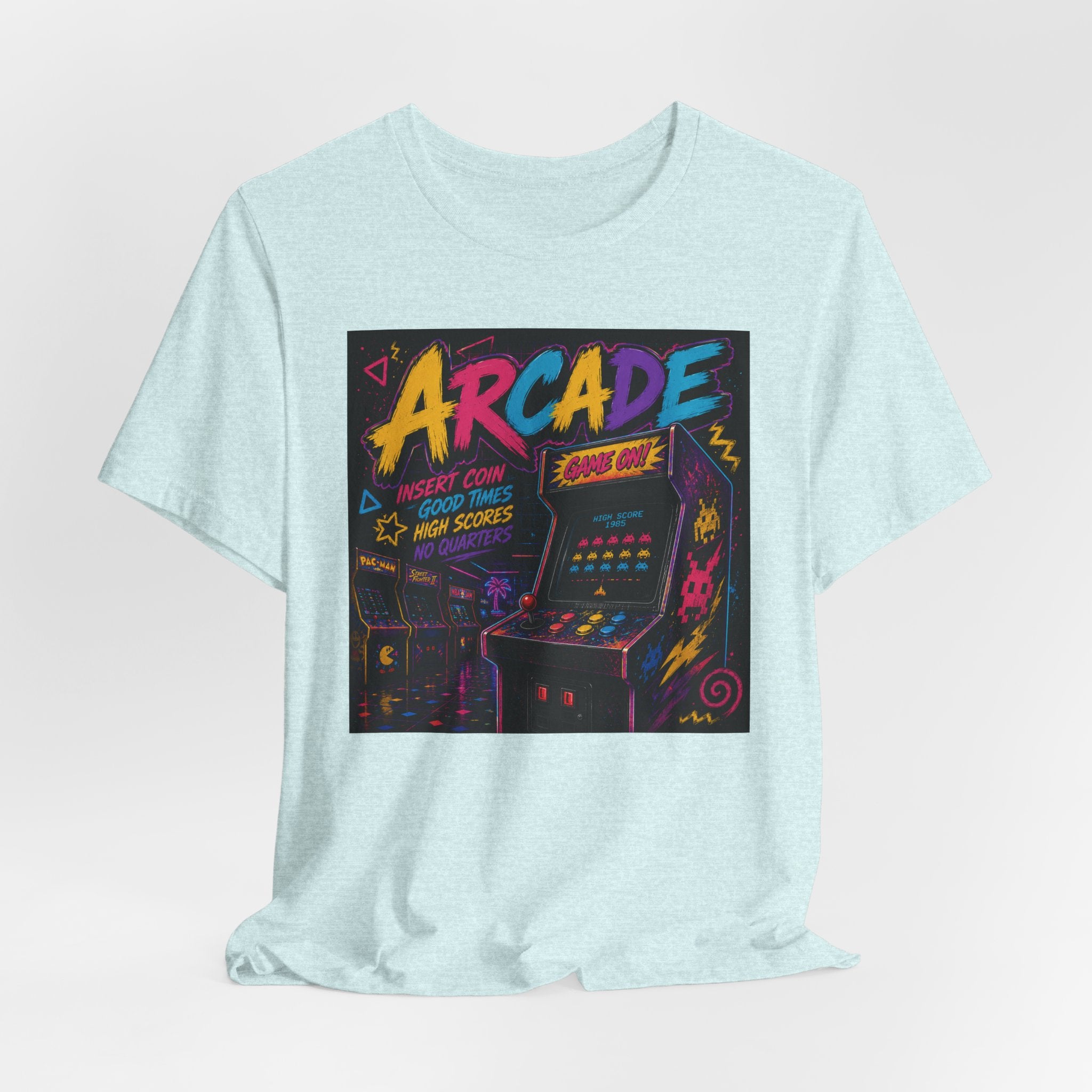 Arcade Retro Tee — Neon Game Room Graphic Shirt