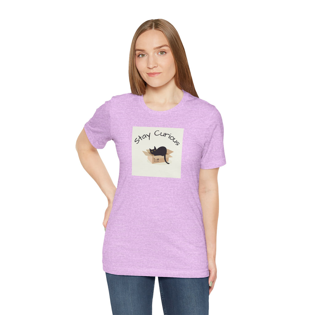 Stay Curious Cat T-Shirt — Cute Black Cat in Box Graphic Tee