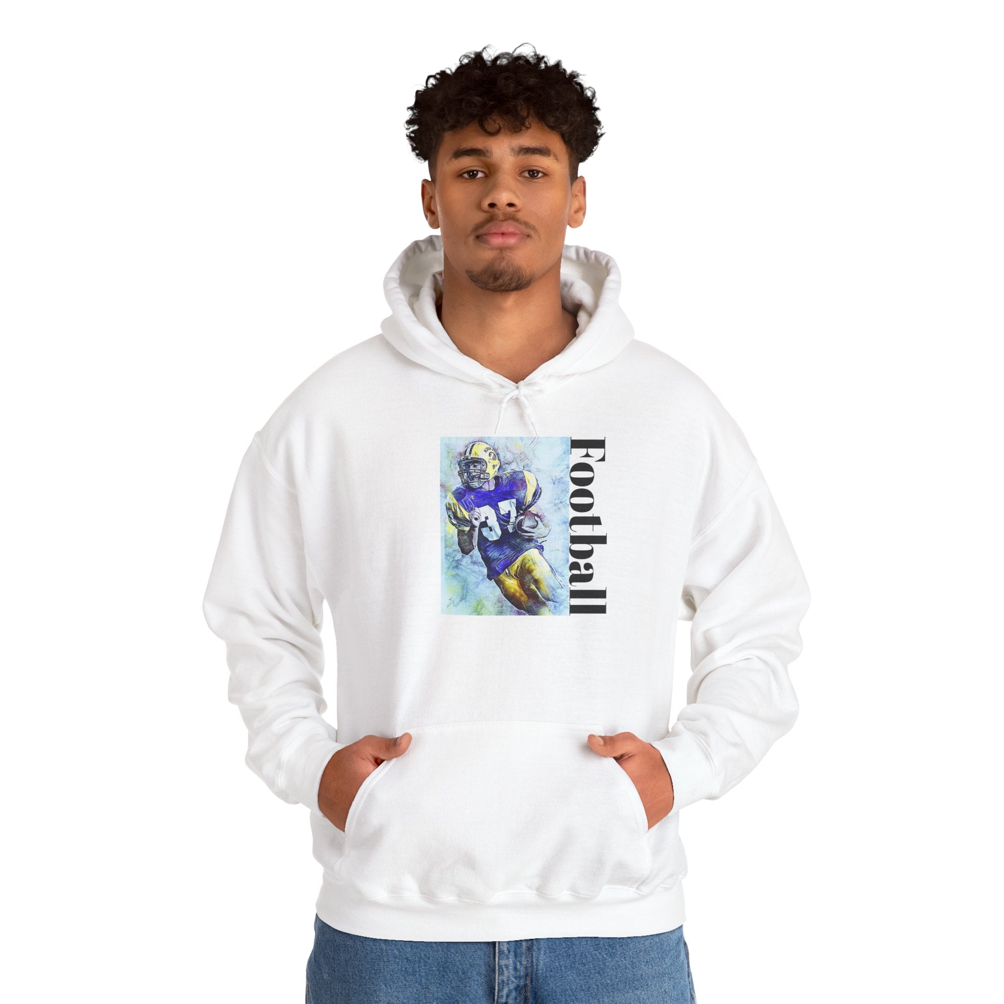 Football Player Watercolor Hoodie – Vintage Gridiron Sports Sweatshirt