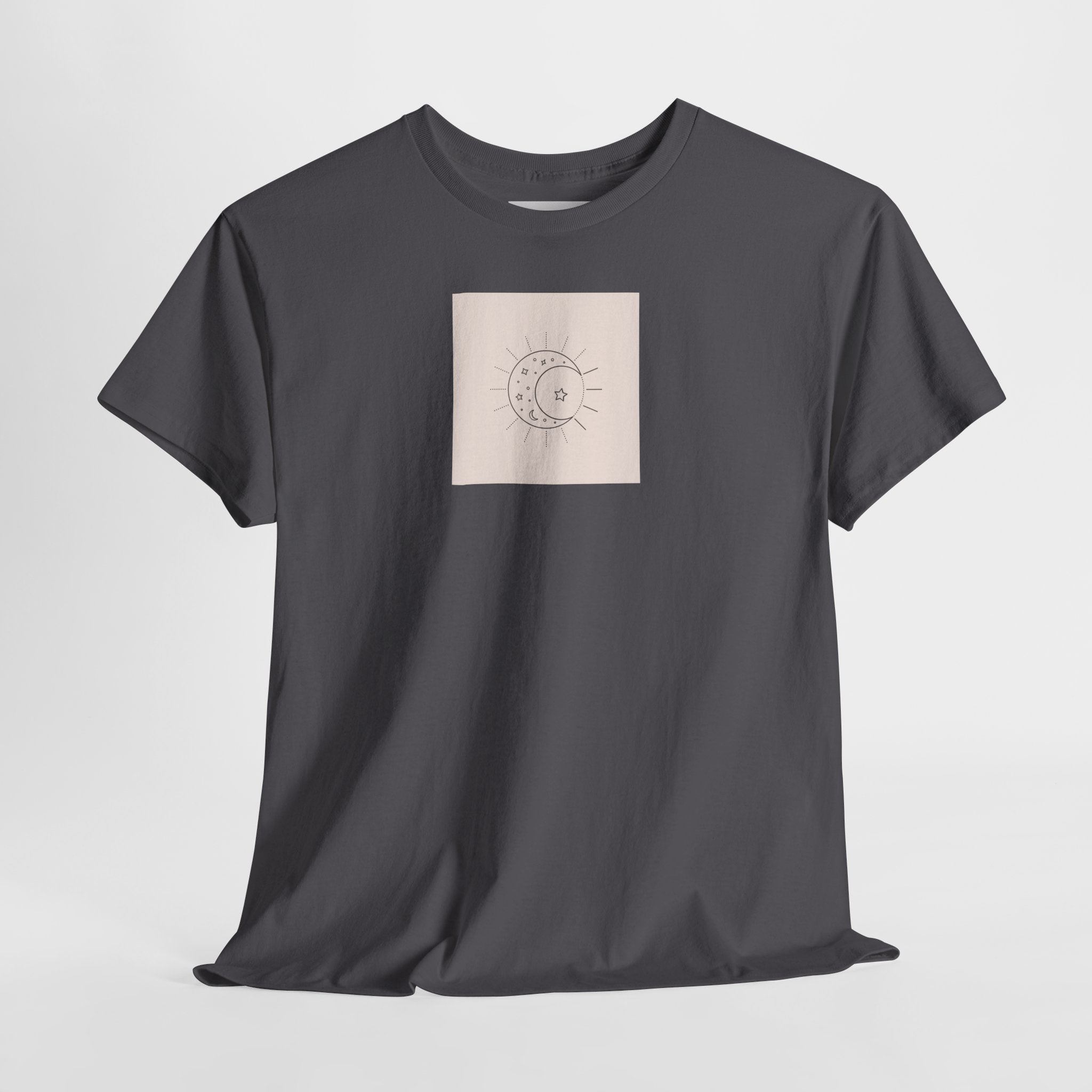 Sun & Moon Minimalist Tee — Celestial Line Art T-Shirt