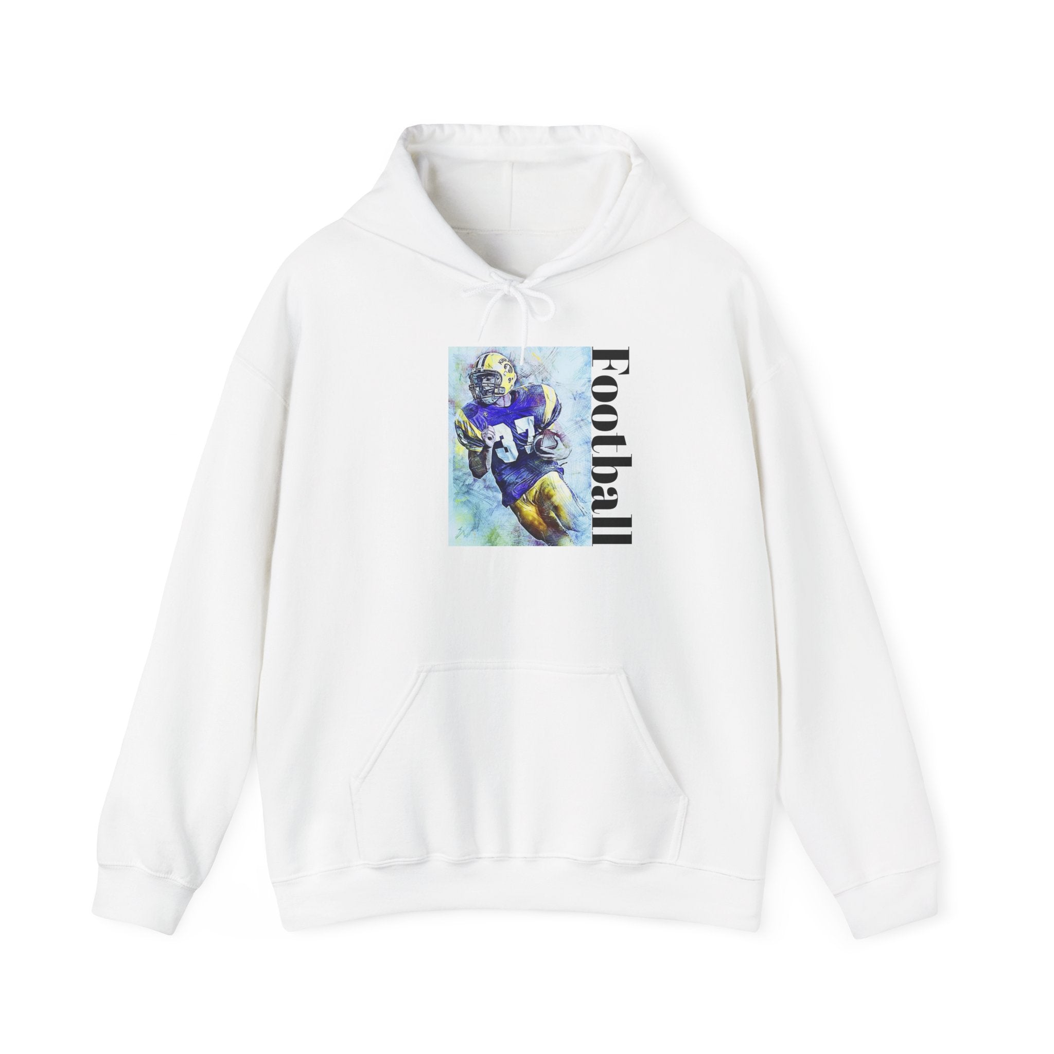 Football Player Watercolor Hoodie – Vintage Gridiron Sports Sweatshirt
