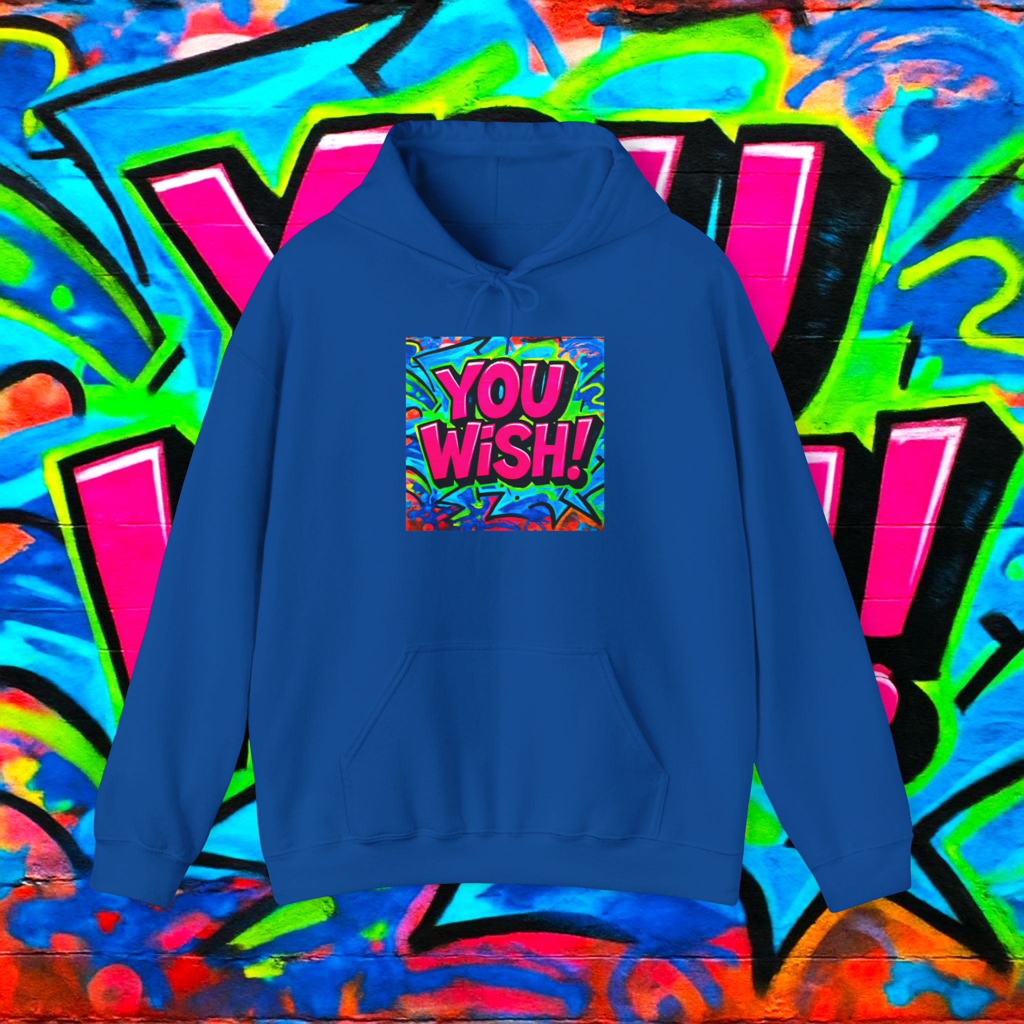 You Wish! Graphic Hoodie — Bold Retro Graffiti Pullover