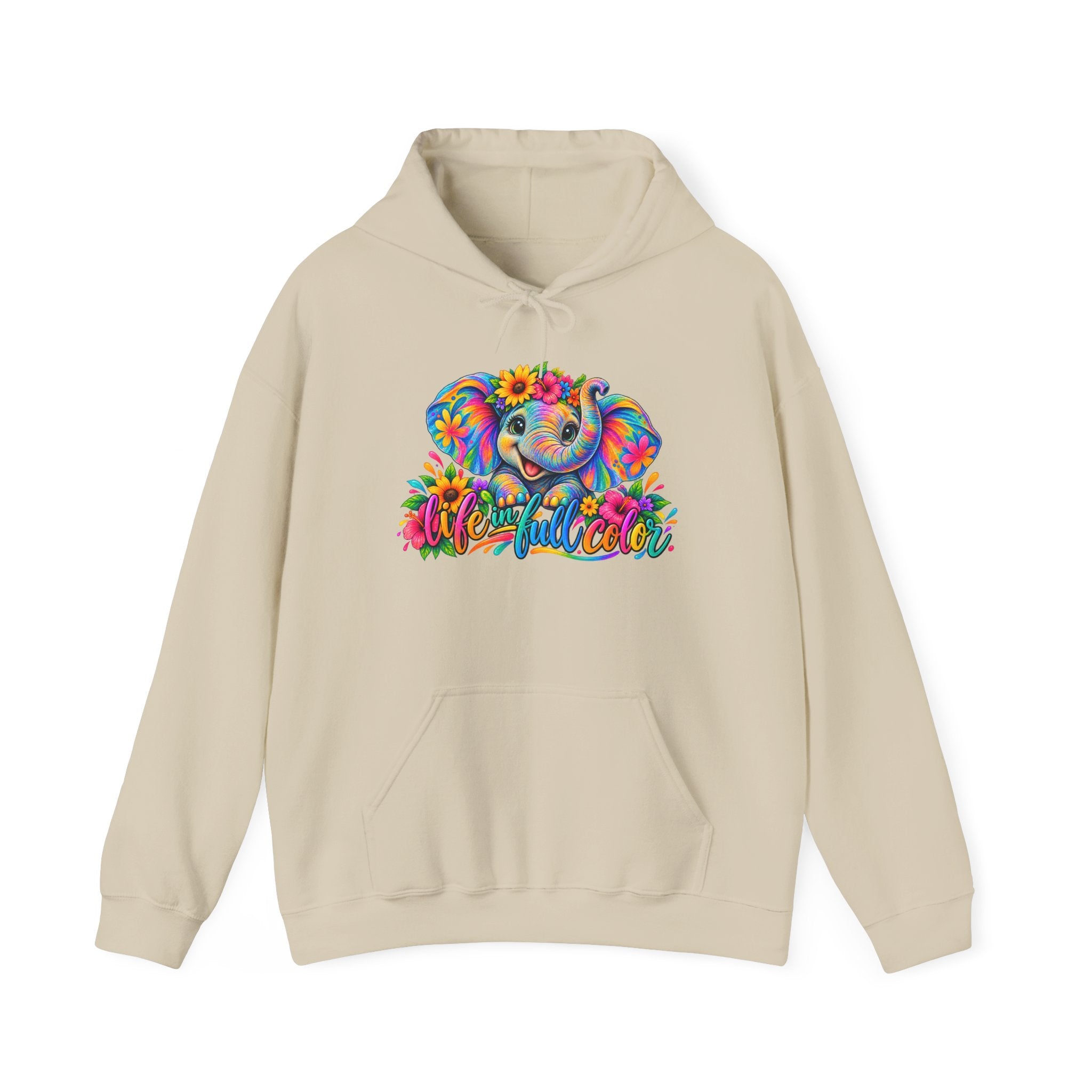 Elephant Flower Hoodie — Colorful Floral Elephant Graphic Sweatshirt