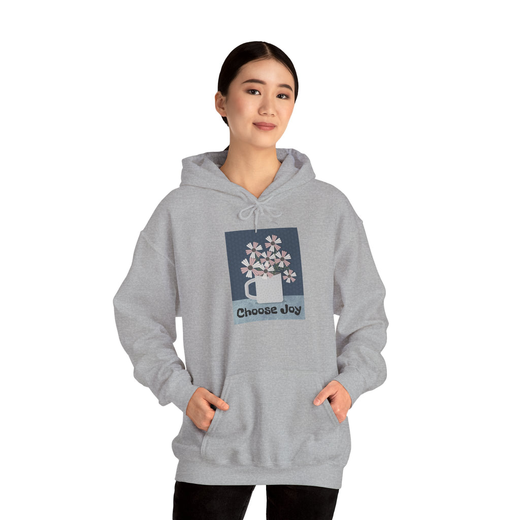 Hoodie – “Choose Joy” Floral Mug Graphic Cozy Sweatshirt