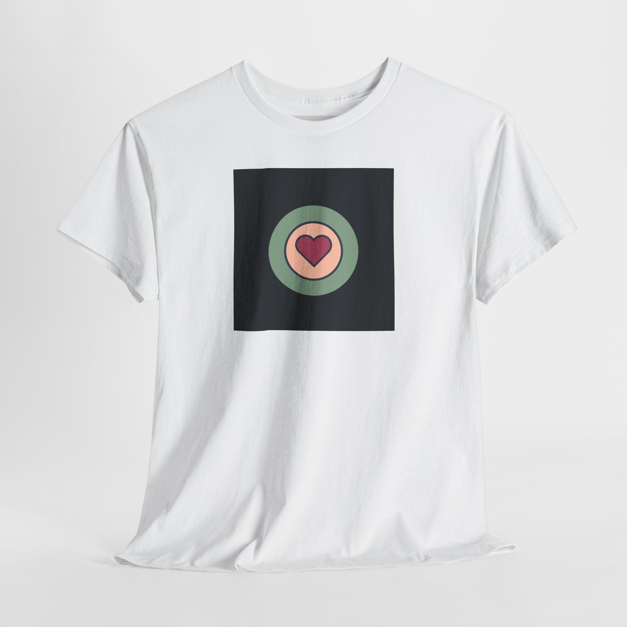 Retro Target Heart T‑Shirt — Minimalist Love Graphic Tee