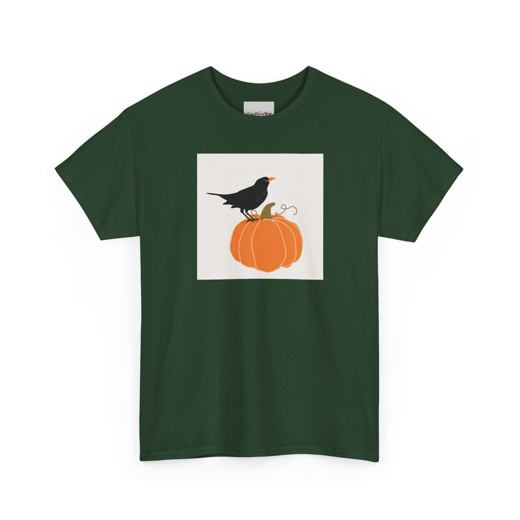 Pumpkin & Crow Tee — Autumn Halloween Graphic T-Shirt