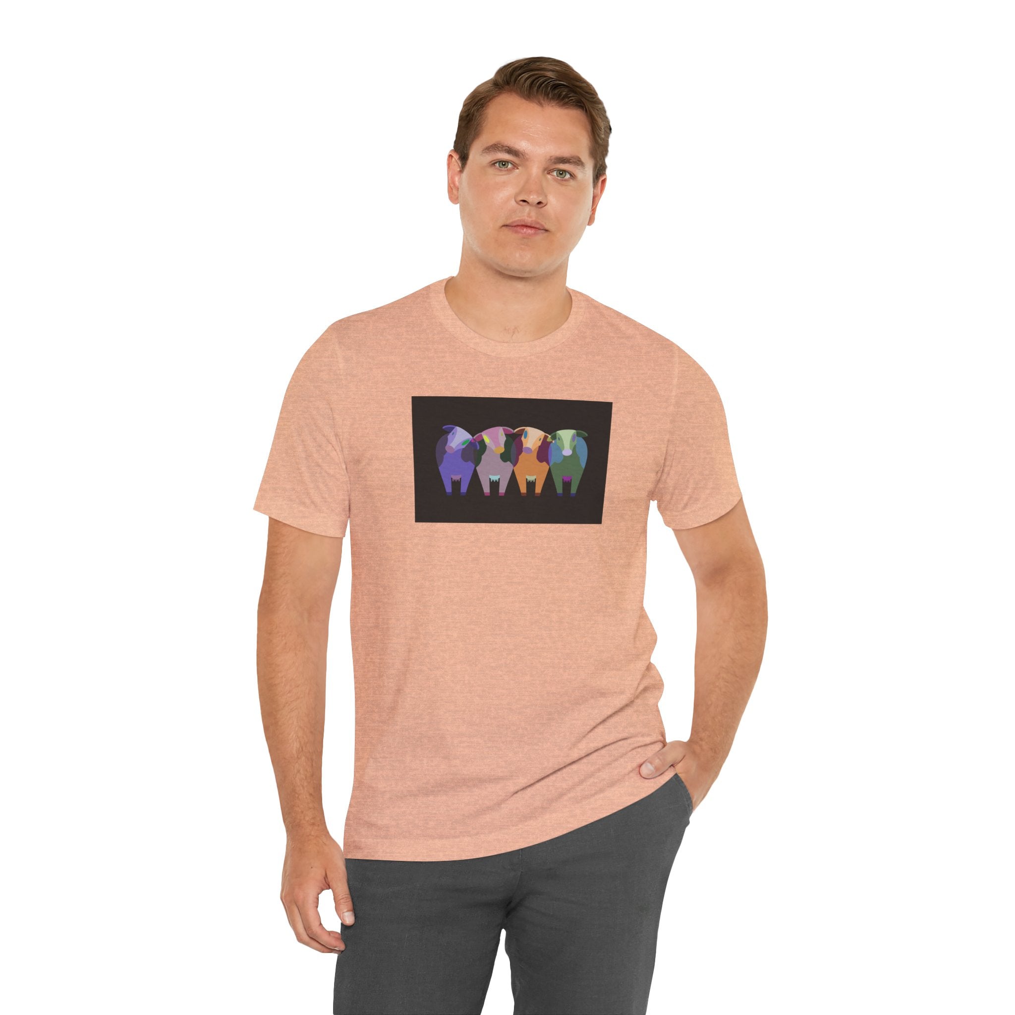 Colorful Buffalo Herd Tee — Geometric Bison Art T-Shirt