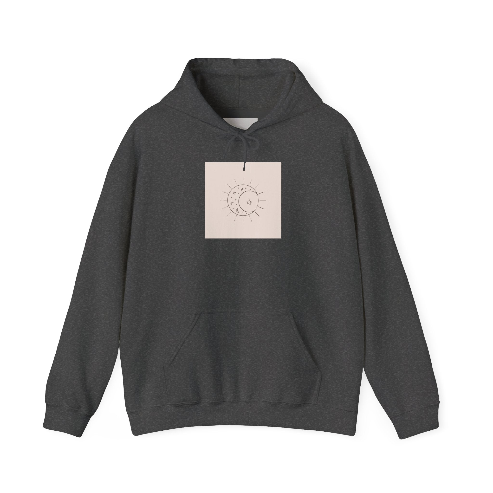 Celestial Moon & Sun Hoodie — Minimal Boho Spiritual Graphic Sweatshirt