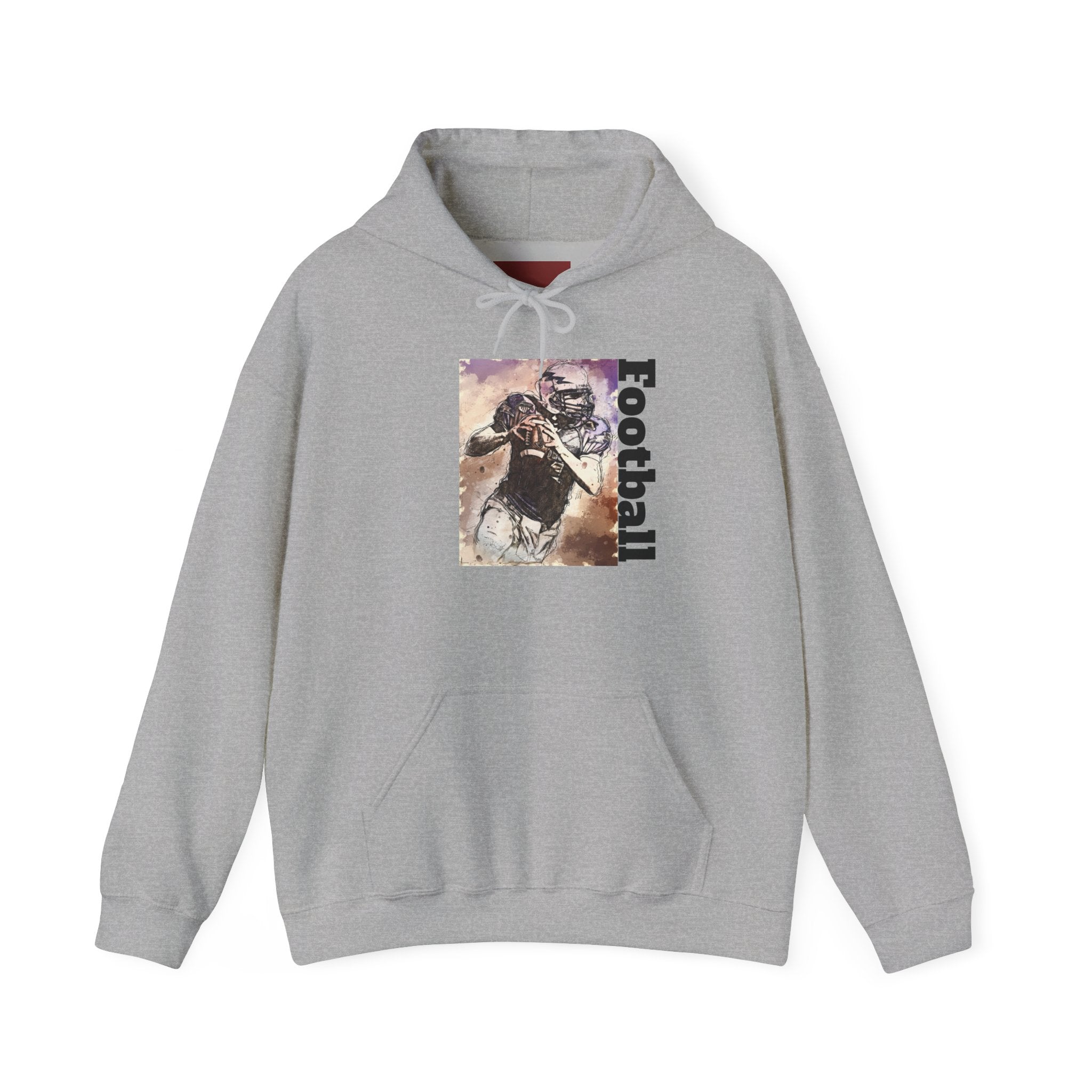 Football Player Graphic Hoodie - Vintage Grunge Sports Pullover