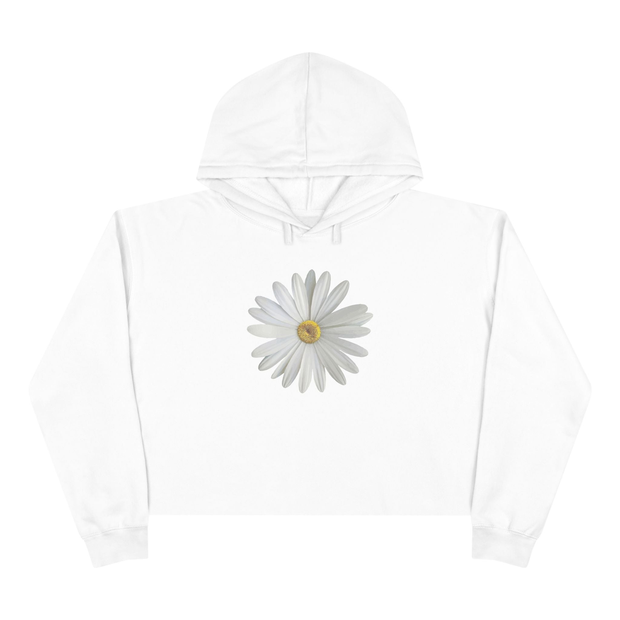 Daisy Crop Hoodie — Minimal Floral Cropped Sweatshirt