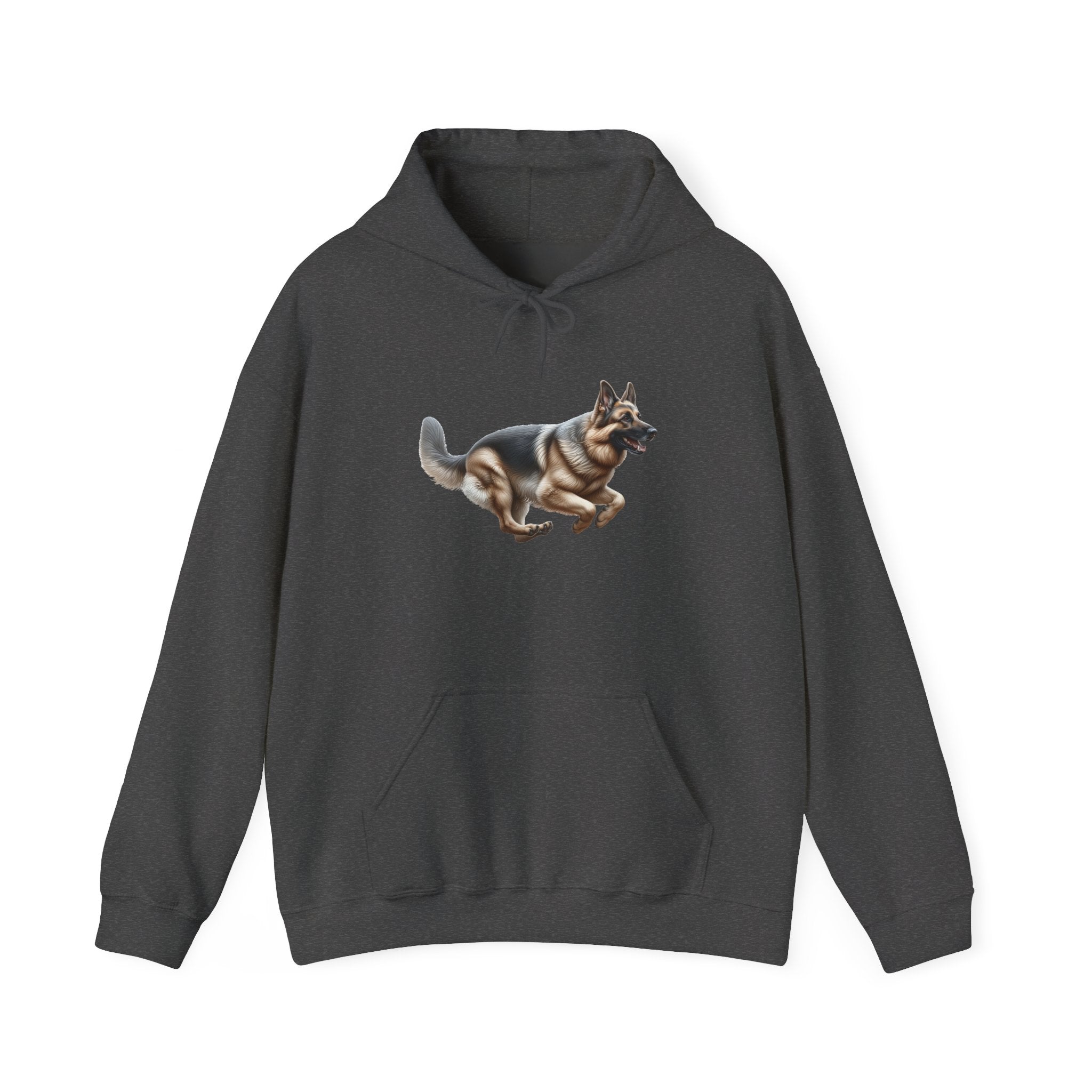 German Shepherd Running Hoodie — Realistic Dog Graphic Sweatshirt