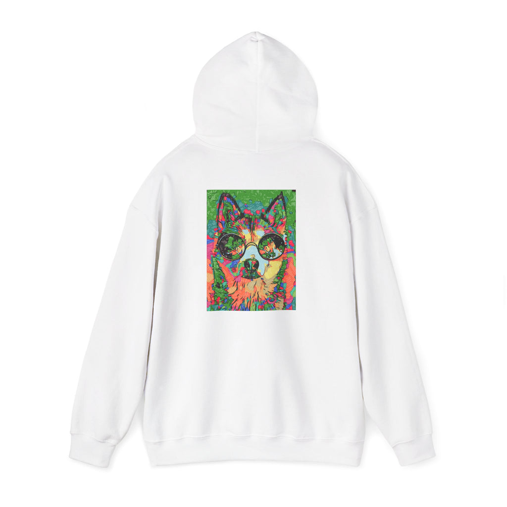 Psychedelic Husky Hoodie — Colorful Trippy Dog Art Pullover