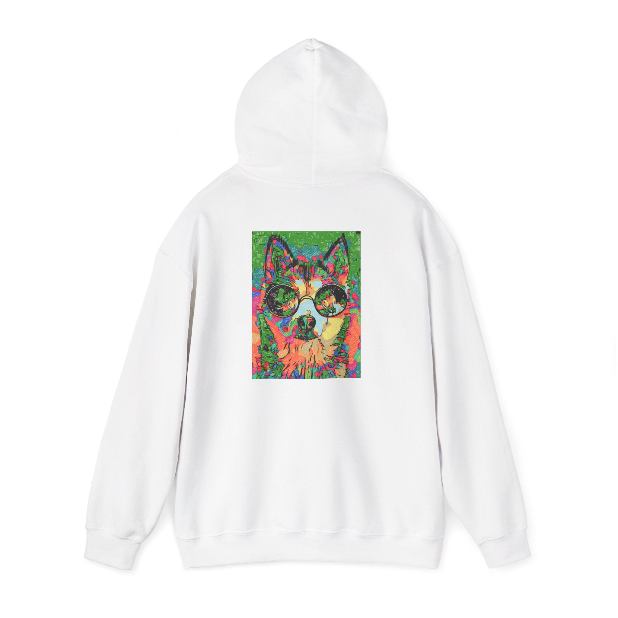 Psychedelic Husky Hoodie — Colorful Trippy Dog Art Pullover