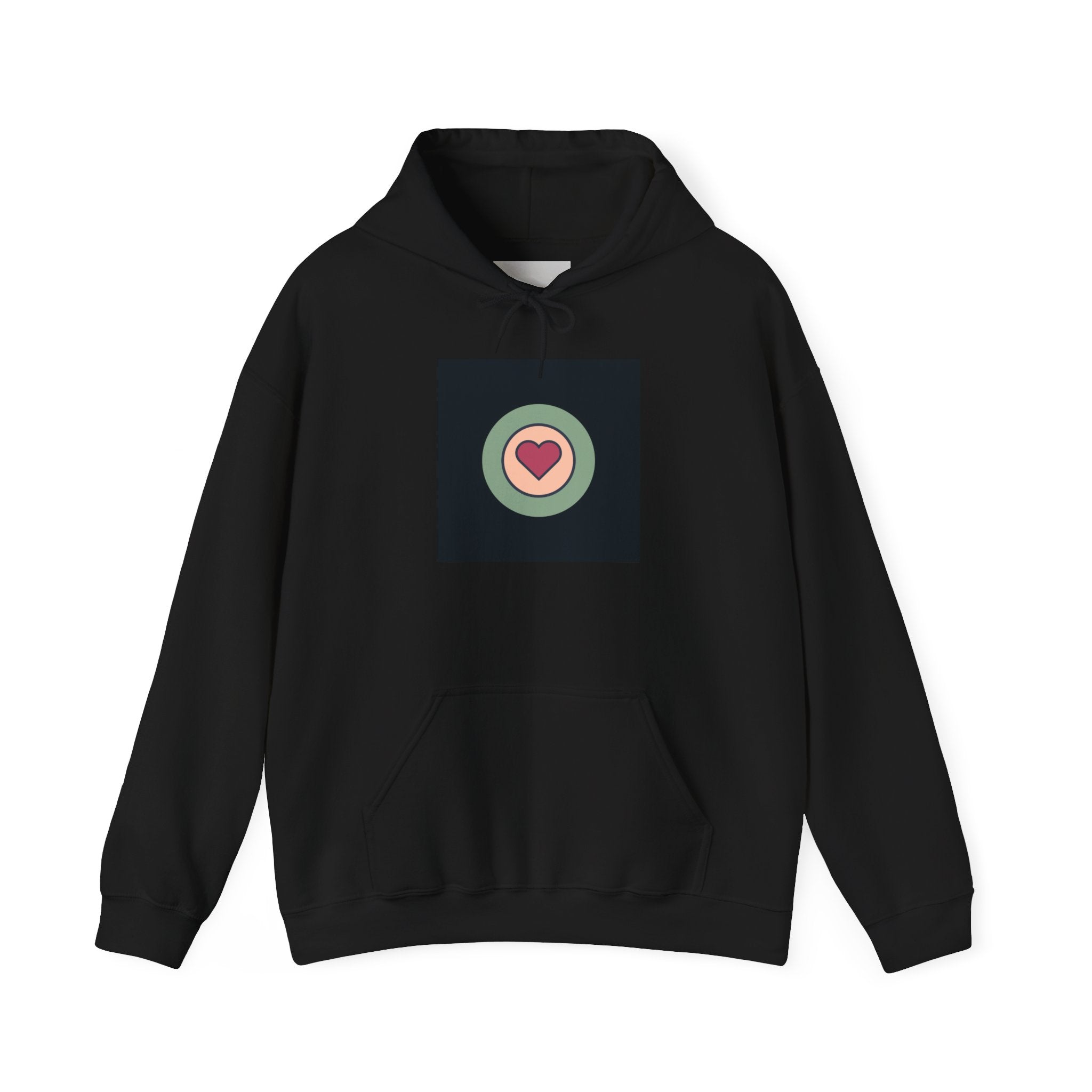 Retro Heart Target Hoodie — Vintage Pastel Heart Graphic Hooded Sweatshirt
