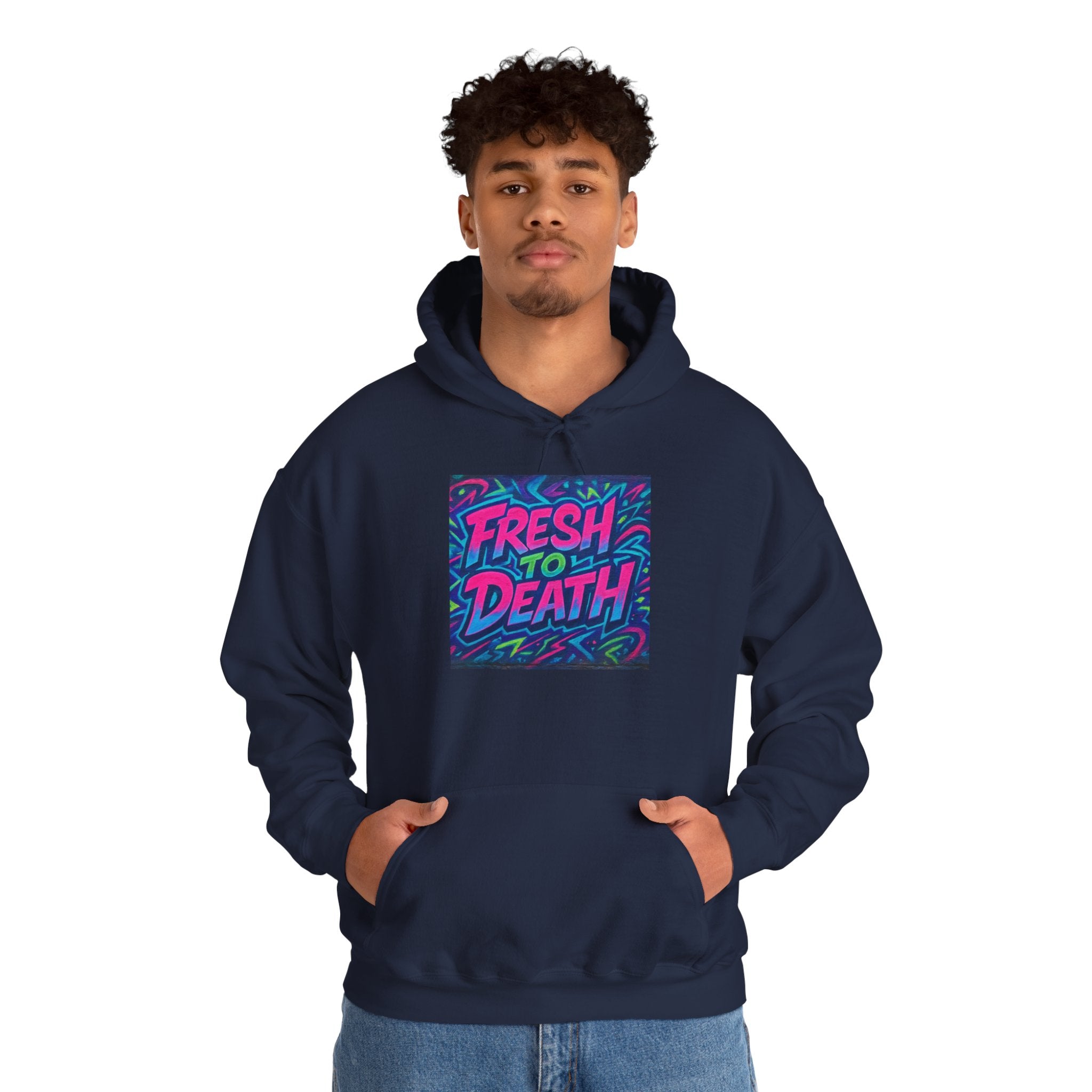 Hoodie — "Fresh to Death" Neon Graffiti Streetwear