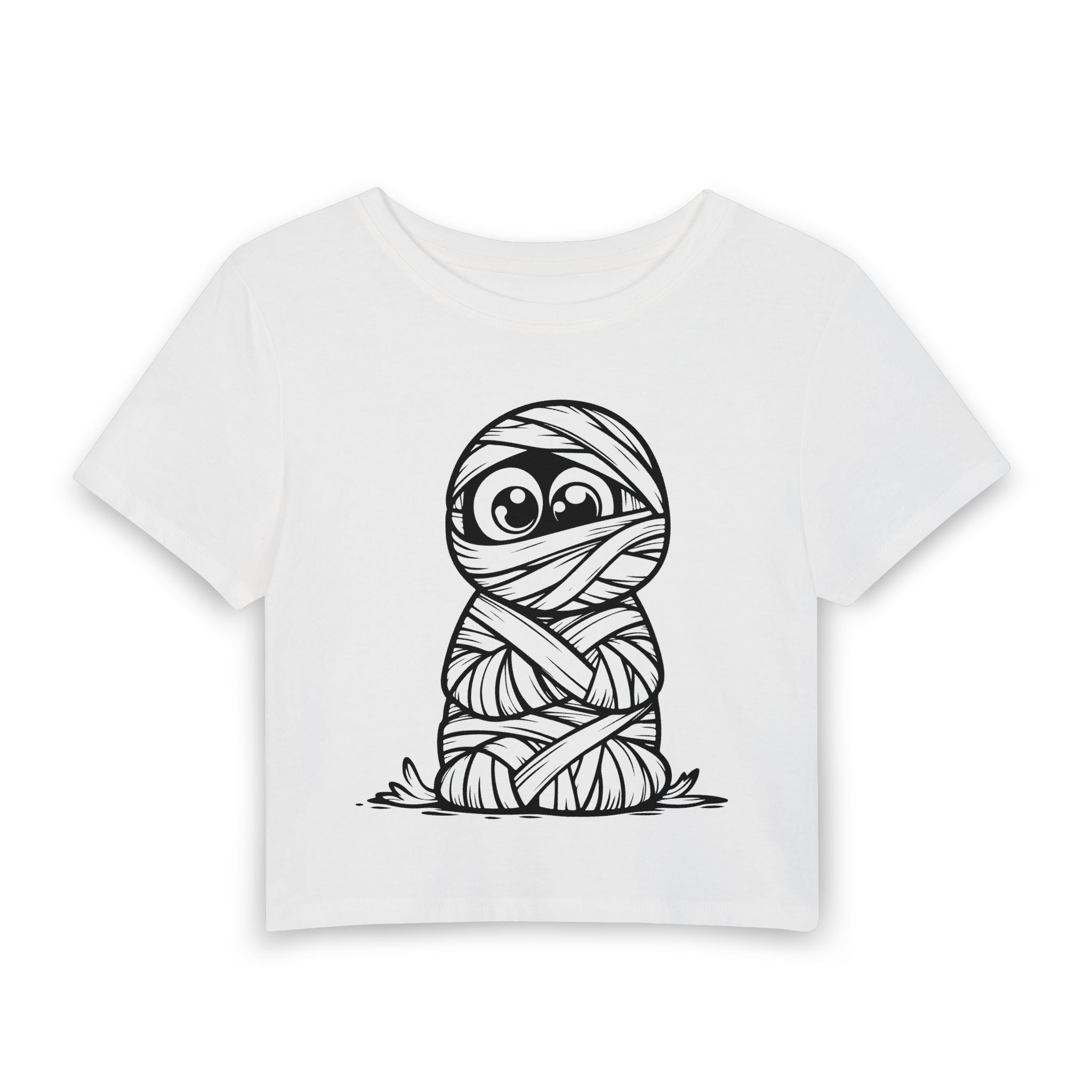 Mummy Wrap Cute Cartoon Women's Baby Tee — Adorable Halloween Tee