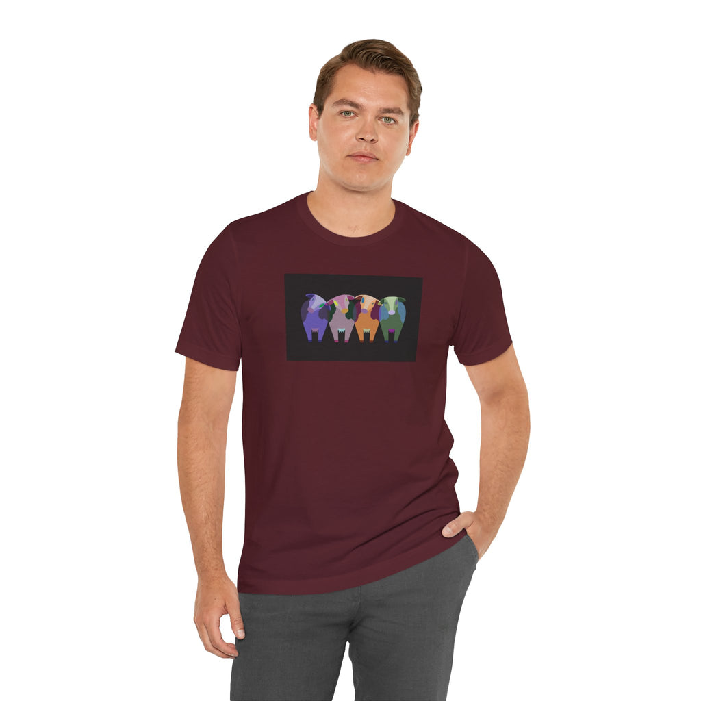 Colorful Buffalo Herd Tee — Geometric Bison Art T-Shirt