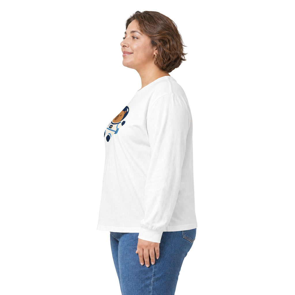 Astronaut Capybara Long Sleeve Tee — Cute Space Explorer Kids' Shirt