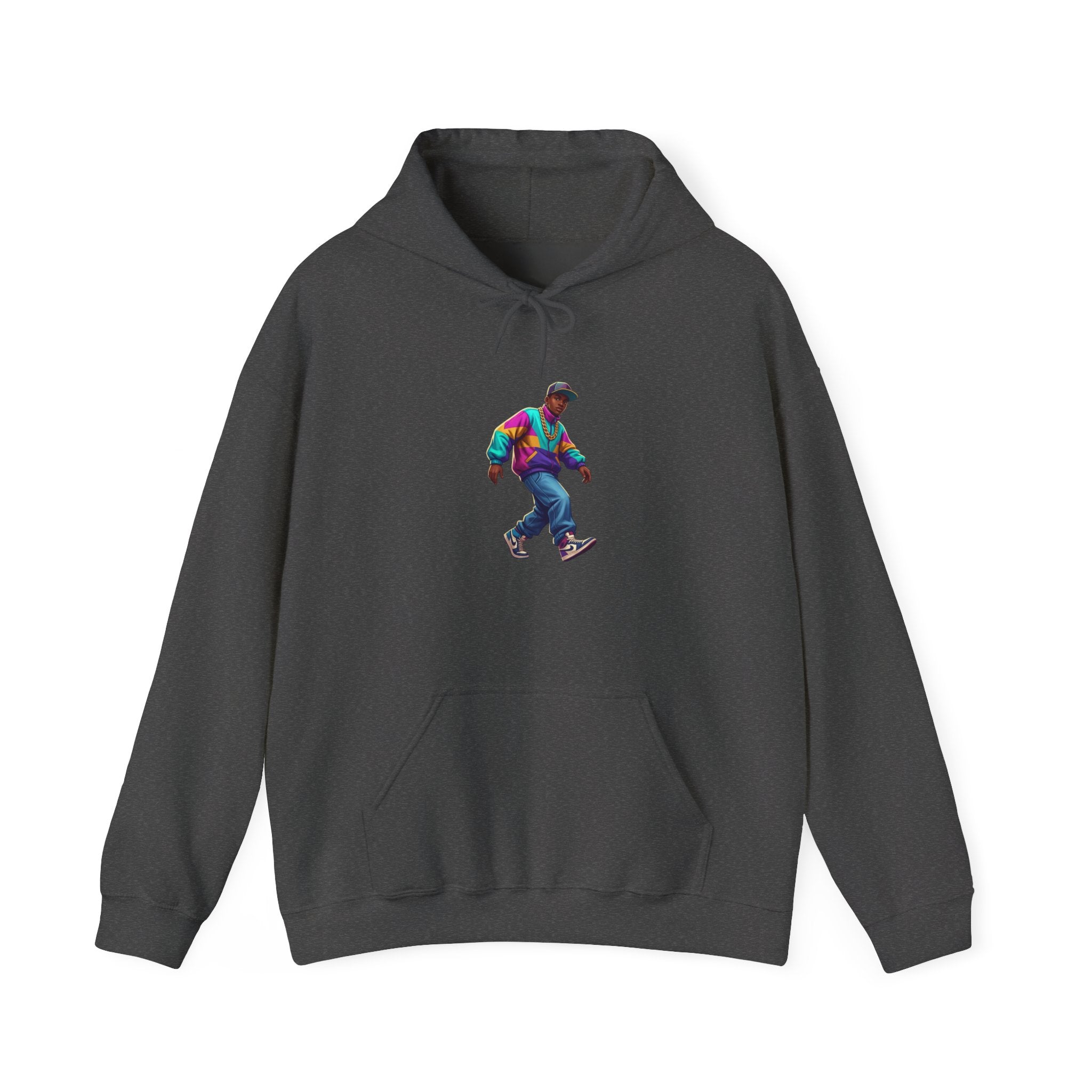 Retro Skateboarder Hoodie — Colorful 90s Skate Crew Pullover