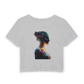 Cosmic Woman Silhouette Baby Tee — Galaxy Art Crop Top for Women