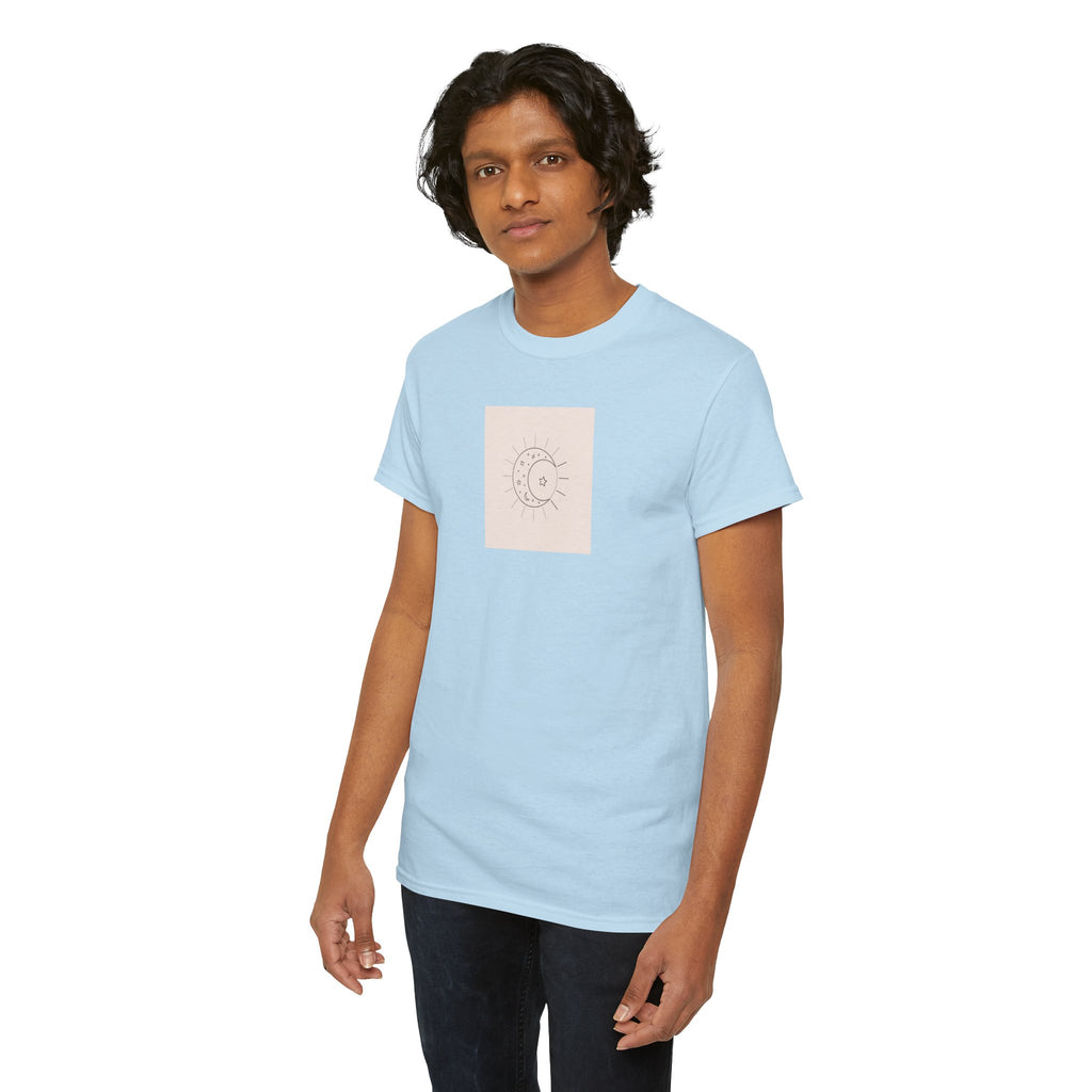 Sun & Moon Minimalist Tee — Celestial Line Art T-Shirt