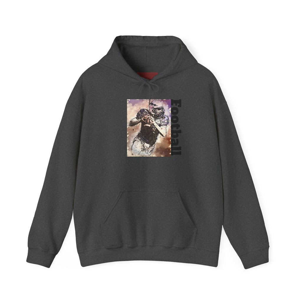 Football Player Graphic Hoodie - Vintage Grunge Sports Pullover