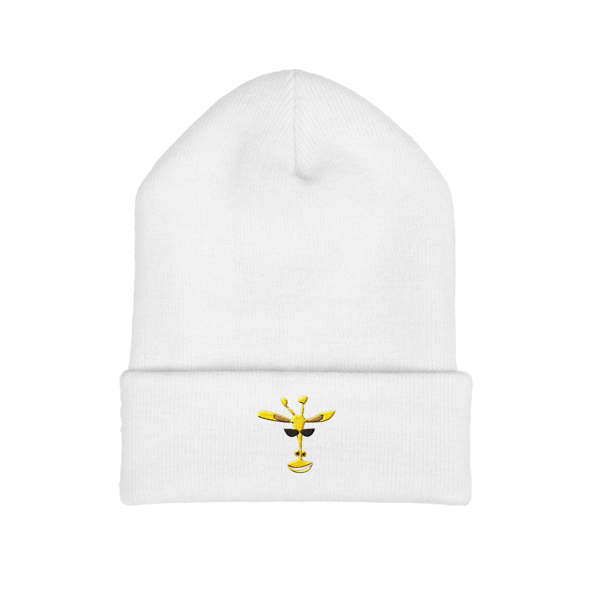 Embroidered Yellow Giraffe Cuffed Beanie