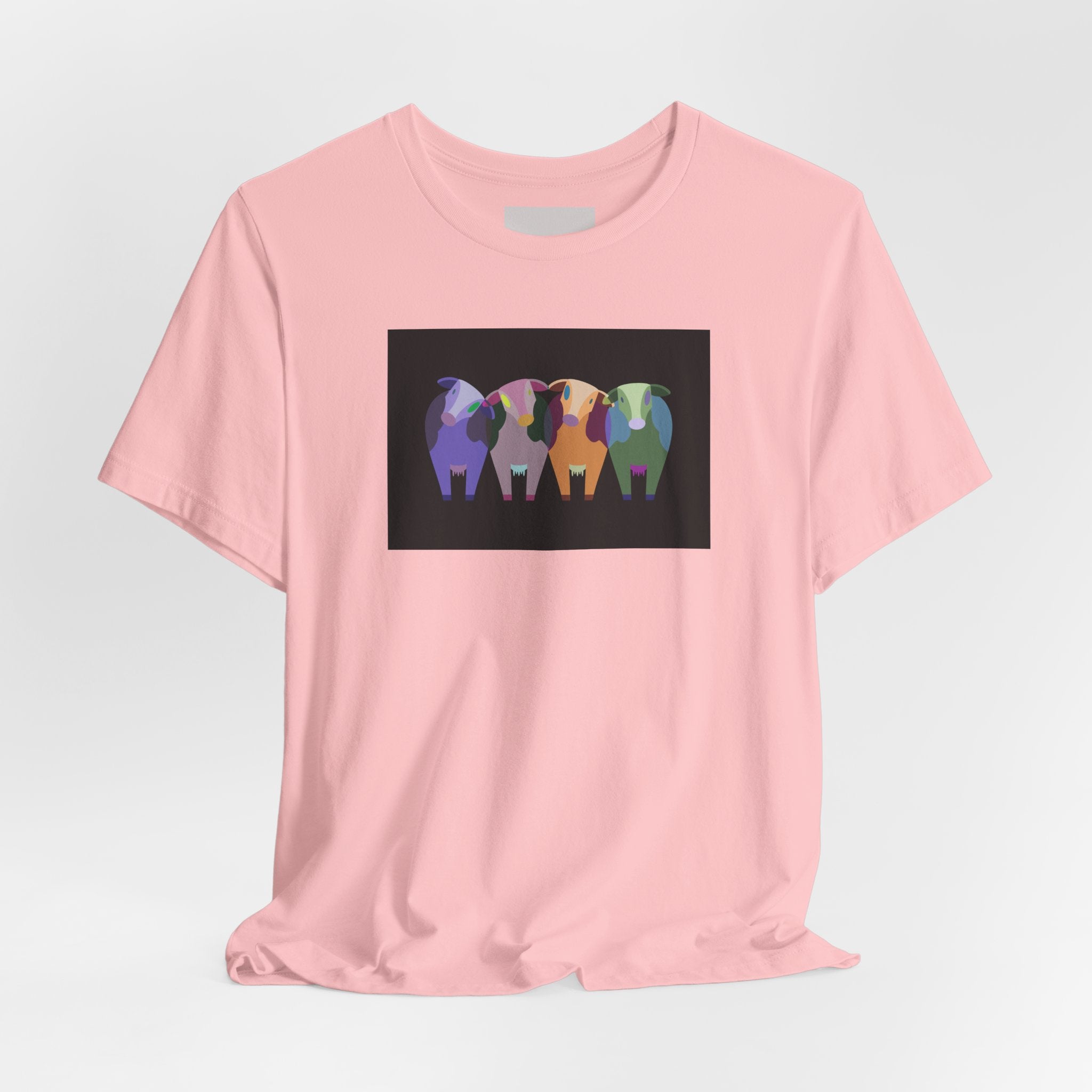 Colorful Buffalo Herd Tee — Geometric Bison Art T-Shirt